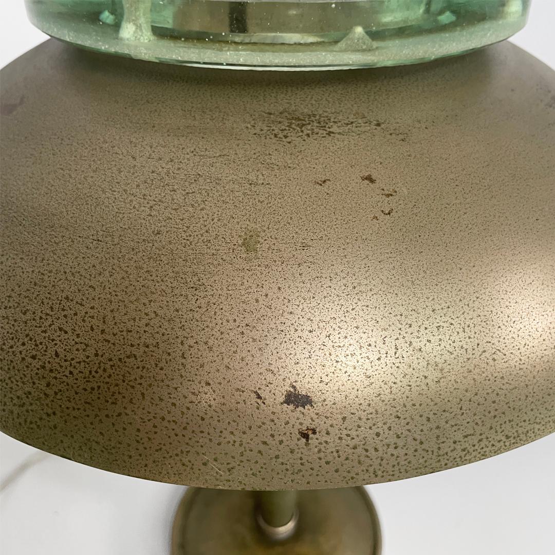 Italienische runde Tischlampe aus Messing und Glas, 1930er Jahre, Art Deco im Angebot 5
