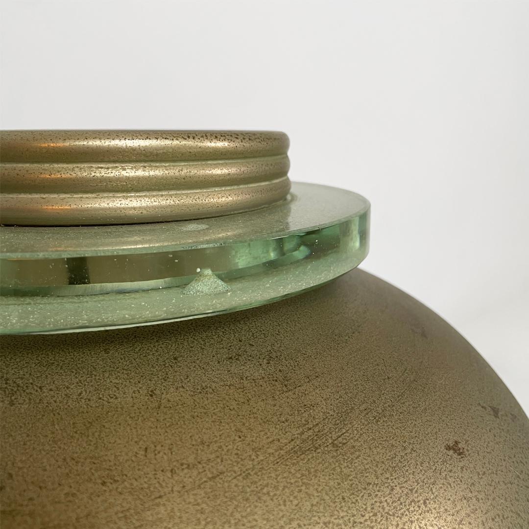 Italienische runde Tischlampe aus Messing und Glas, 1930er Jahre, Art Deco im Angebot 7