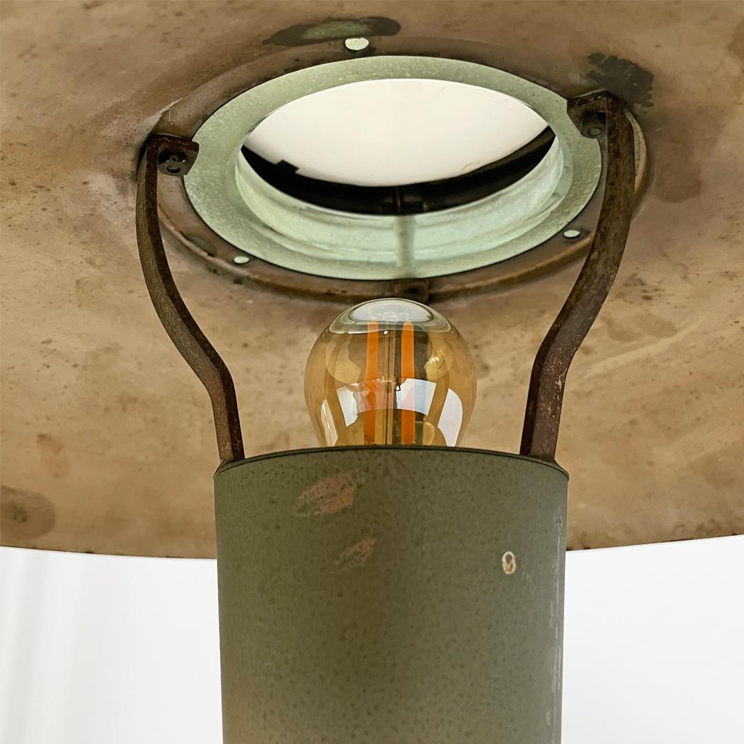 Italienische runde Tischlampe aus Messing und Glas, 1930er Jahre, Art Deco im Angebot 8