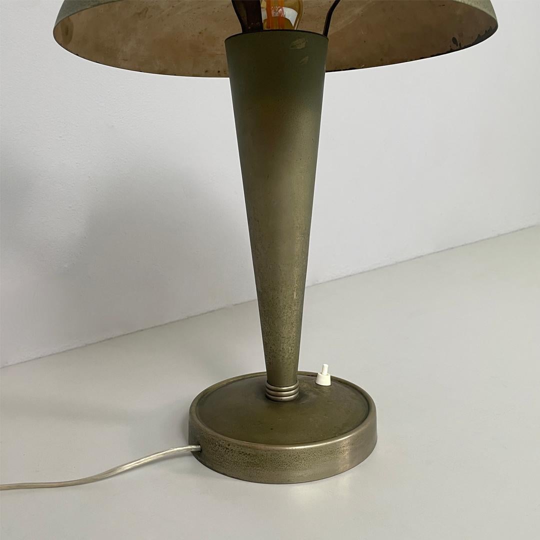 Italienische runde Tischlampe aus Messing und Glas, 1930er Jahre, Art Deco im Angebot 11