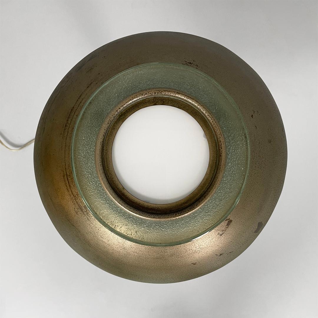 Italienische runde Tischlampe aus Messing und Glas, 1930er Jahre, Art Deco im Angebot 1
