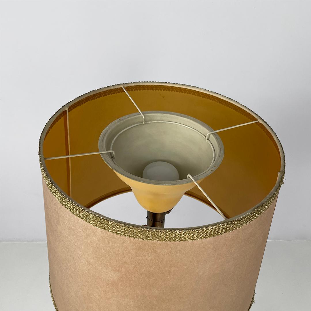 Italian Art Deco round velvet and brass floor lamp, 1940s For Sale 13