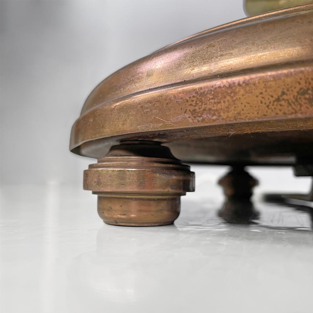 Italian Art Deco round velvet and brass floor lamp, 1940s For Sale 15