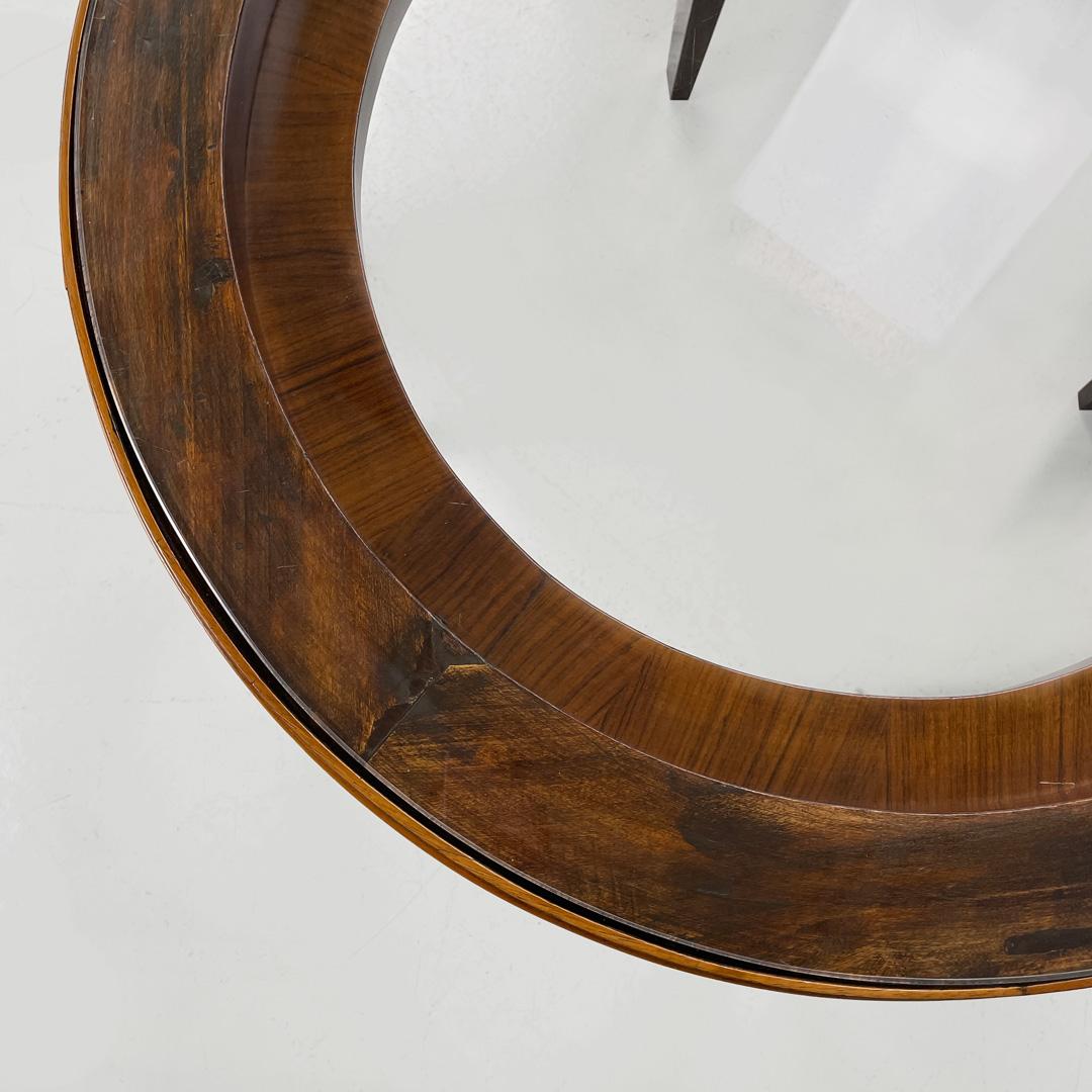 Art Déco italiano Mesa de centro redonda de madera con tapa de cristal, años 30 en venta 3