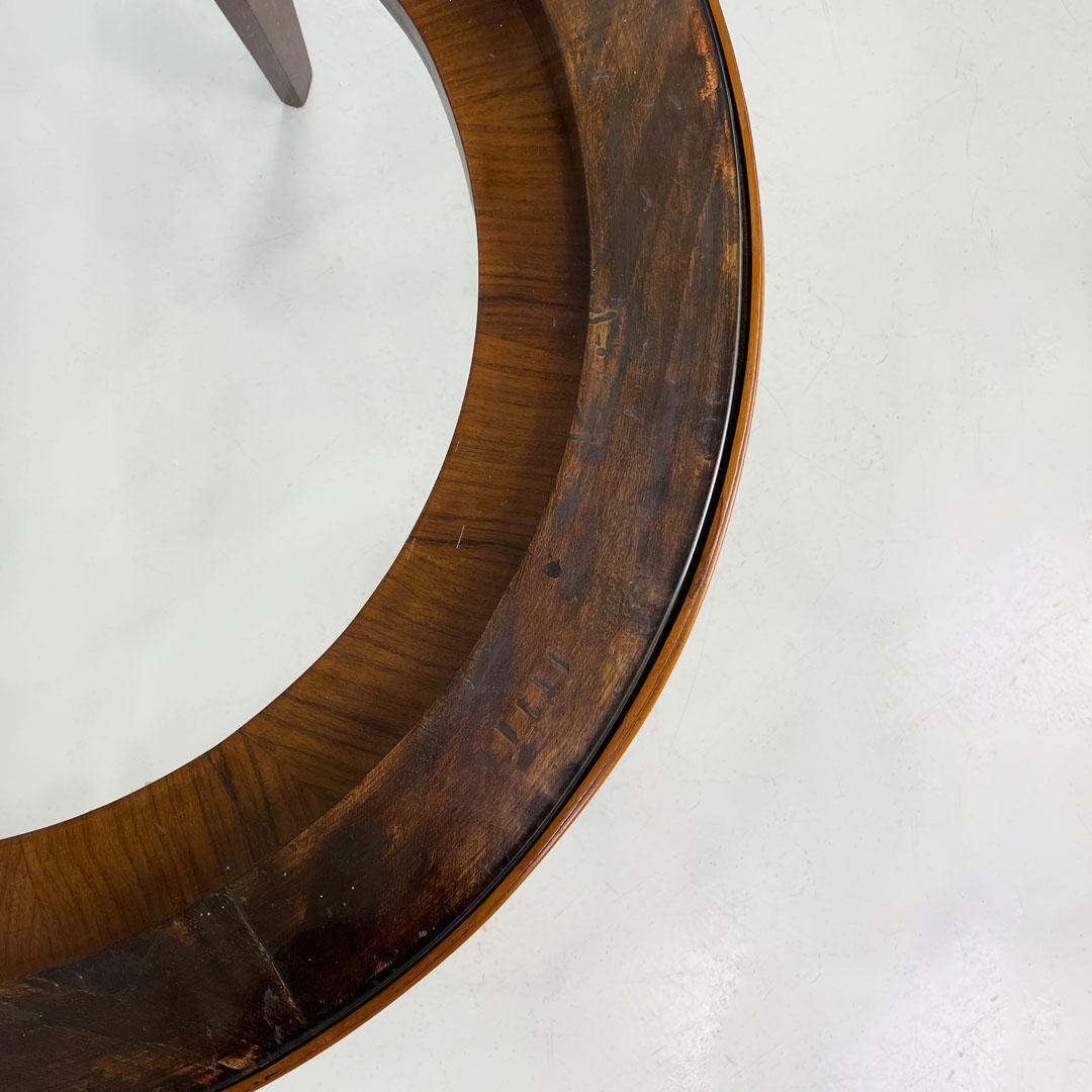 Art Déco italiano Mesa de centro redonda de madera con tapa de cristal, años 30 en venta 5