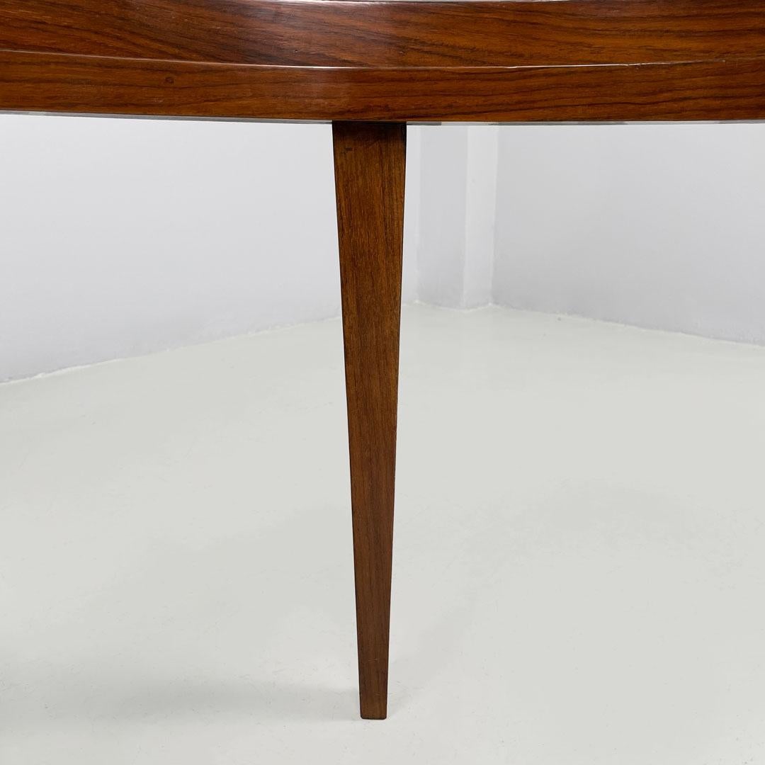 Art Déco italiano Mesa de centro redonda de madera con tapa de cristal, años 30 en venta 10