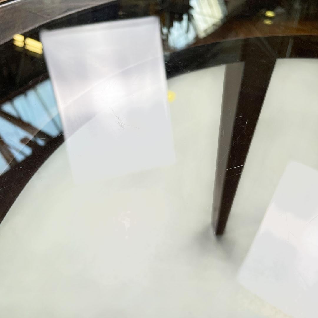 Art Déco italiano Mesa de centro redonda de madera con tapa de cristal, años 30 en venta 11