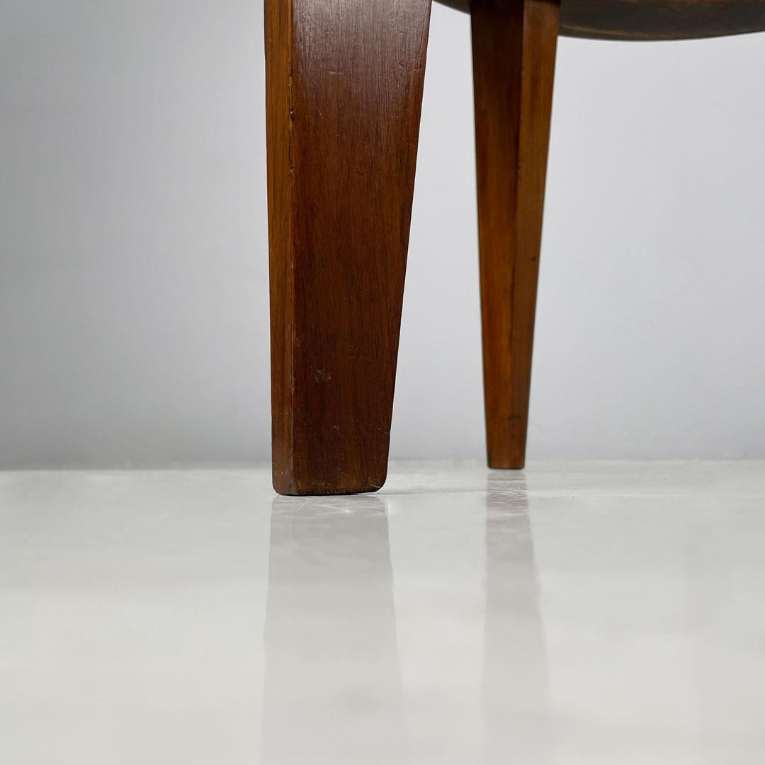 Art Déco italiano Mesa de centro redonda de madera con tapa de cristal, años 30 en venta 13