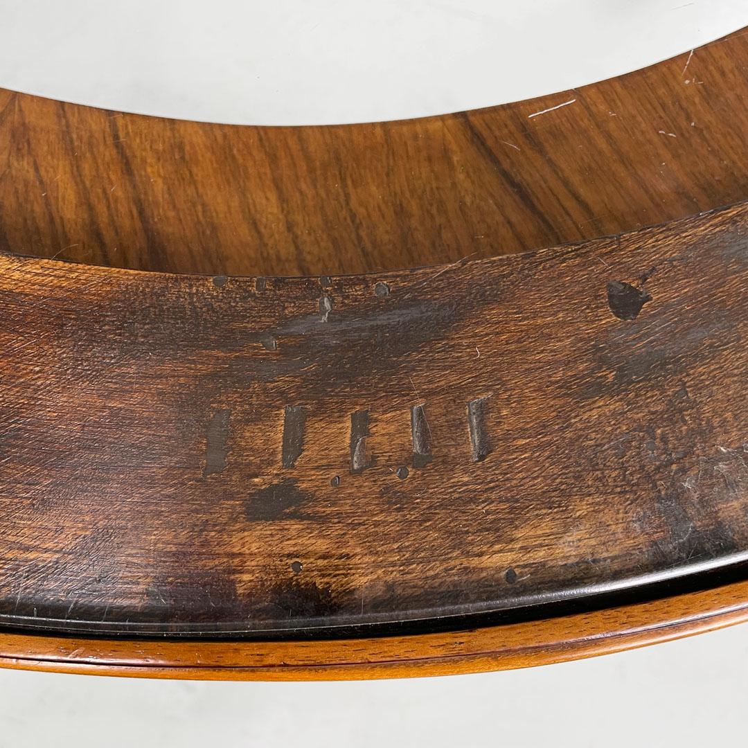 Art Déco italiano Mesa de centro redonda de madera con tapa de cristal, años 30 en venta 1