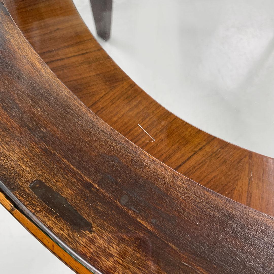 Art Déco italiano Mesa de centro redonda de madera con tapa de cristal, años 30 en venta 2