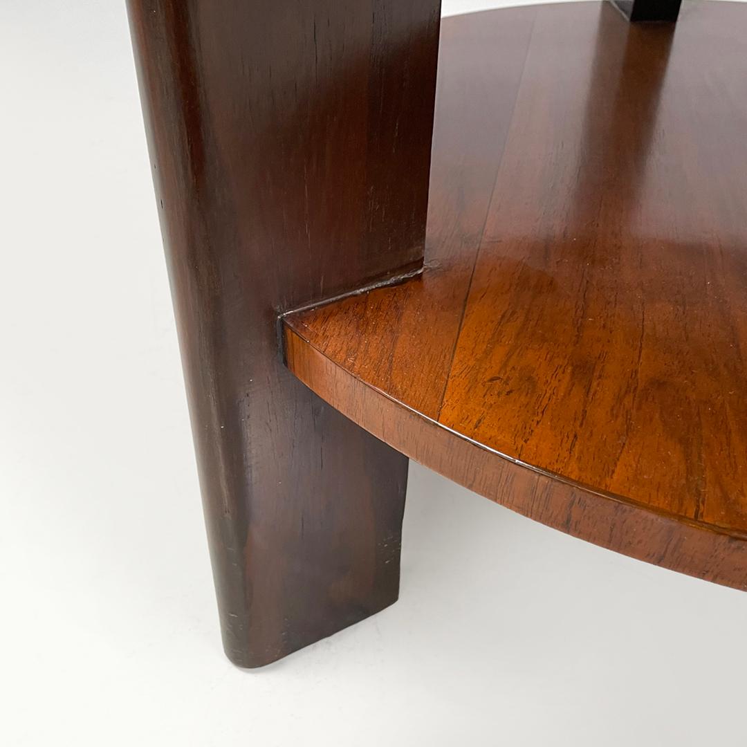 Runder italienischer Art-Déco-Couchtisch aus Holz mit zwei Platten und drei Beinen, 1930er Jahre im Angebot 6