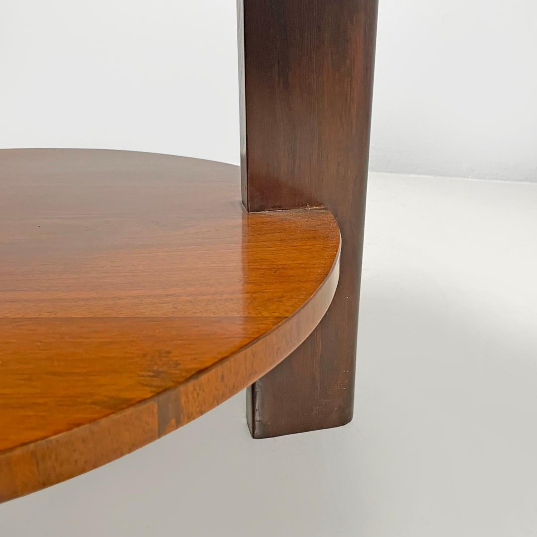 Runder italienischer Art-Déco-Couchtisch aus Holz mit zwei Platten und drei Beinen, 1930er Jahre im Angebot 7
