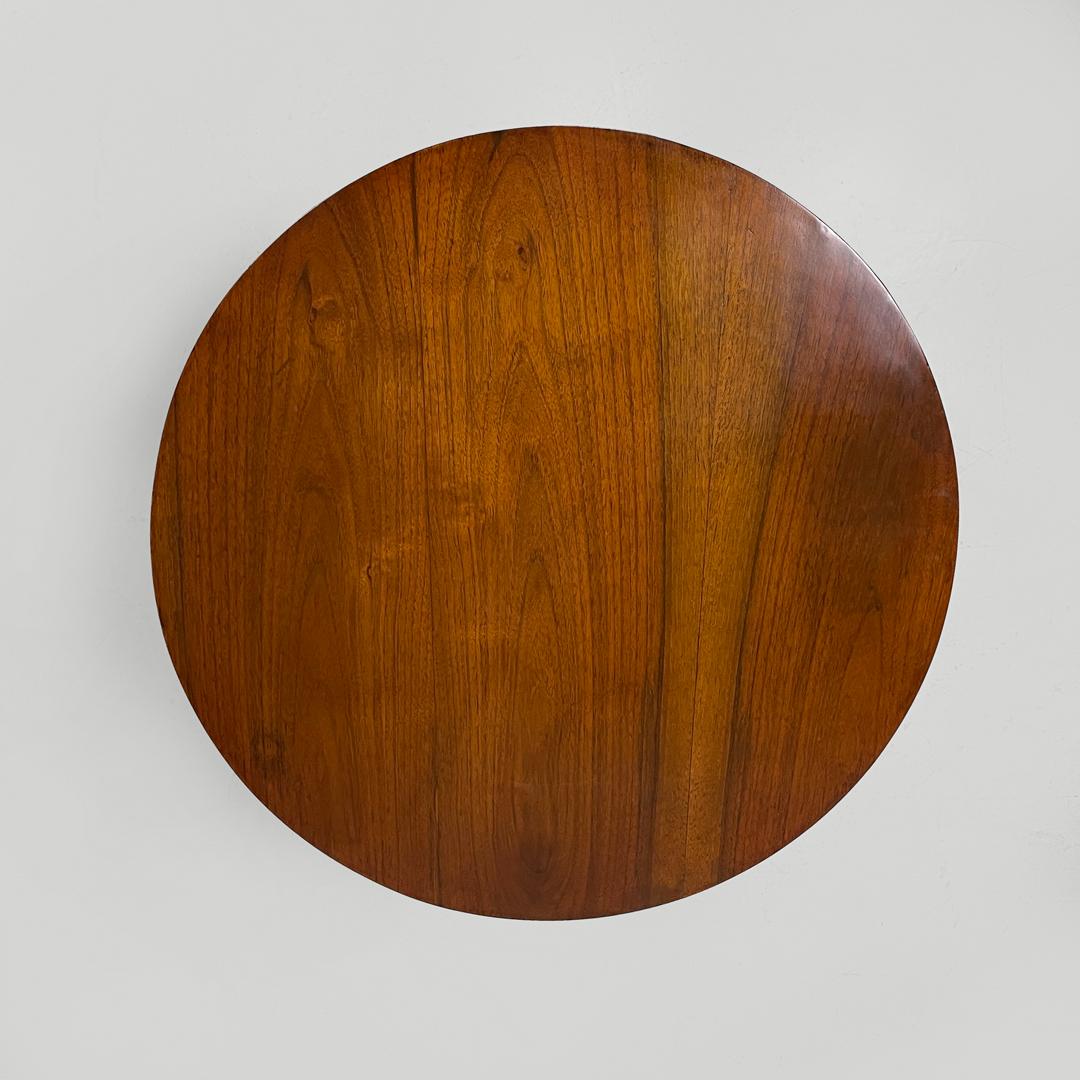 Runder italienischer Art-Déco-Couchtisch aus Holz mit zwei Platten und drei Beinen, 1930er Jahre im Angebot 2