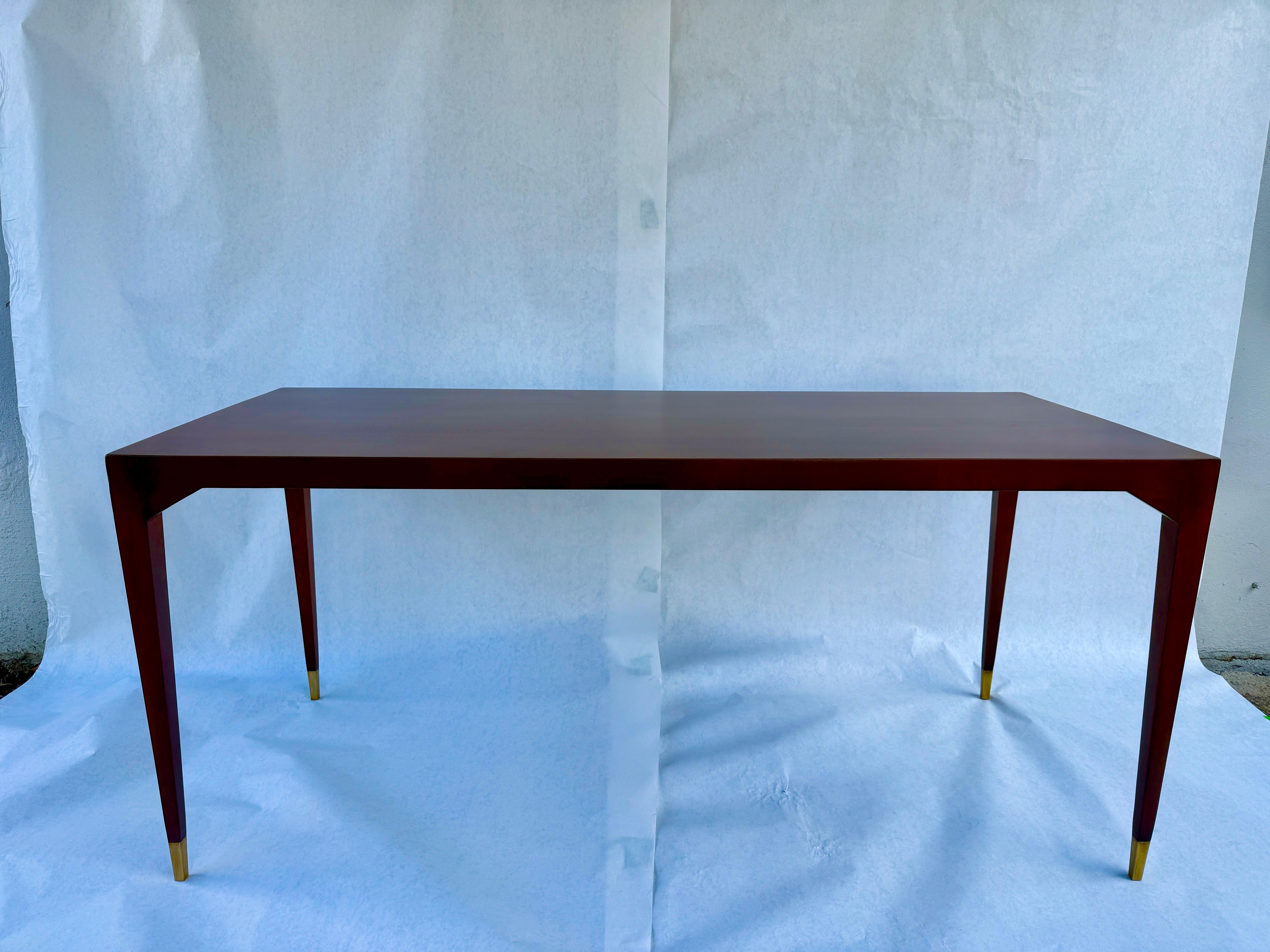 Table à cocktail italienne Art Déco en bois satiné et laiton en vente 4