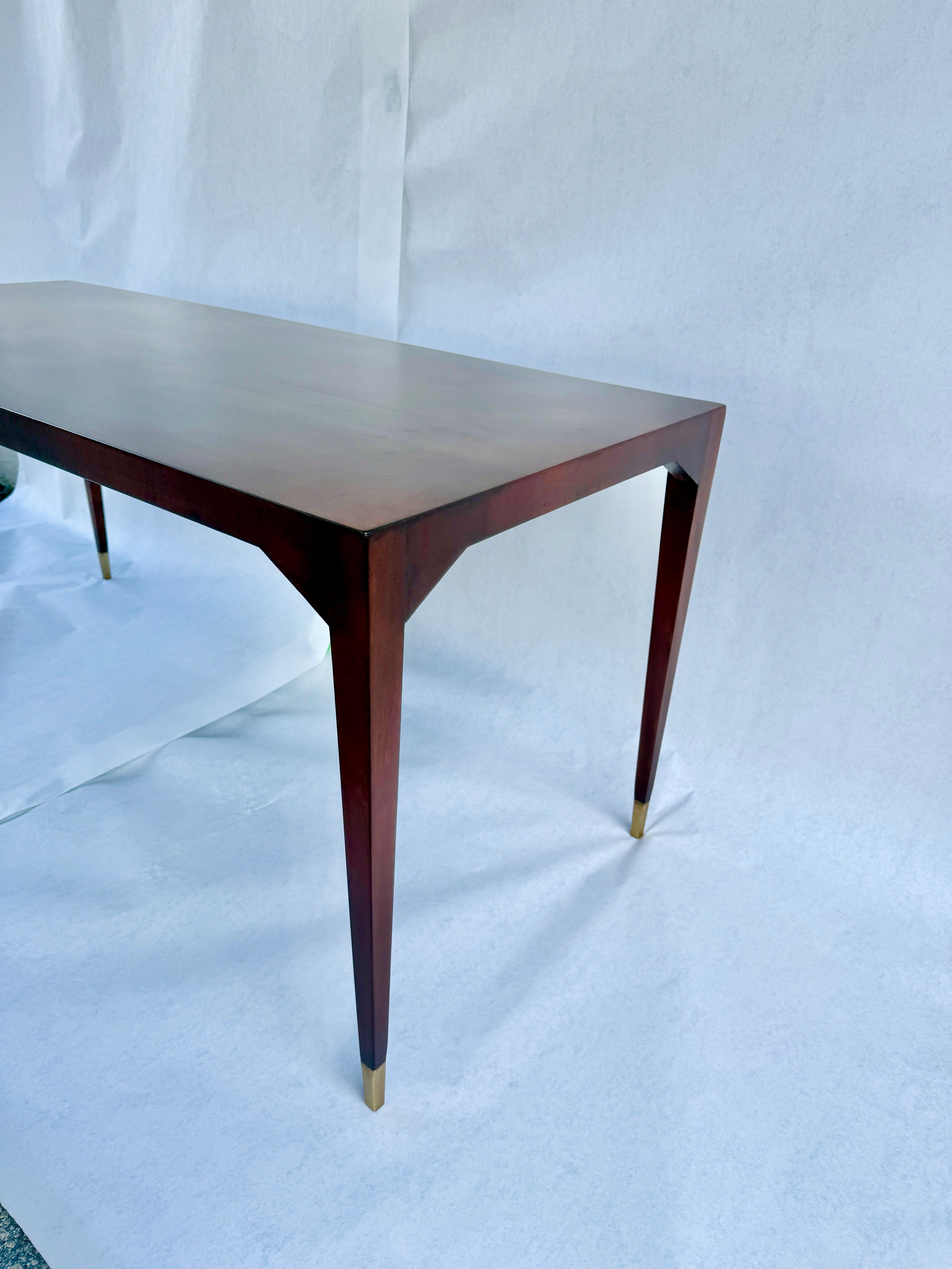 Table à cocktail italienne Art Déco en bois satiné et laiton en vente 1