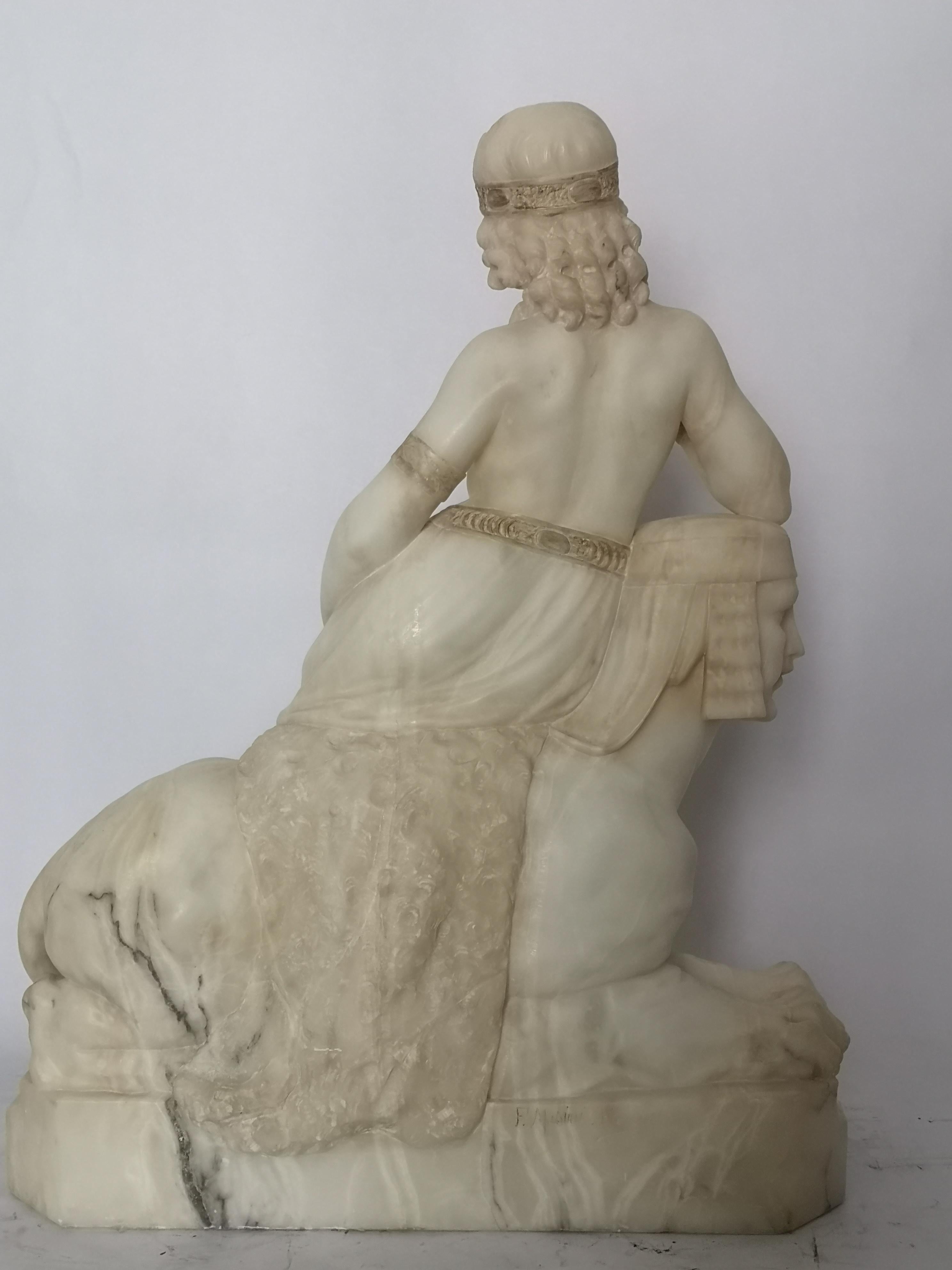 Italian Art Deco Sculpture of a Lady Upon a Sphinx by F Masini 5