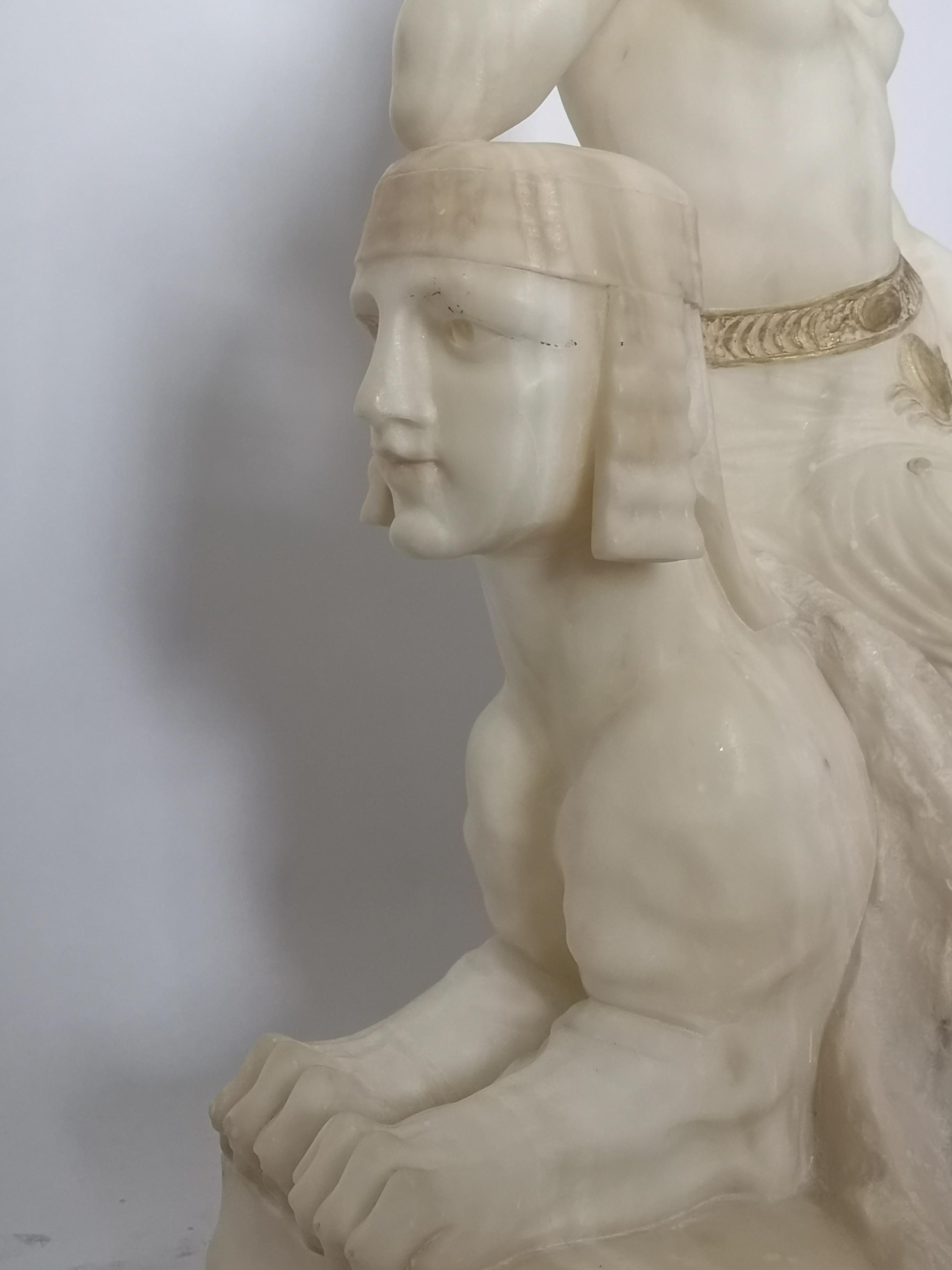 Italian Art Deco Sculpture of a Lady Upon a Sphinx by F Masini 1