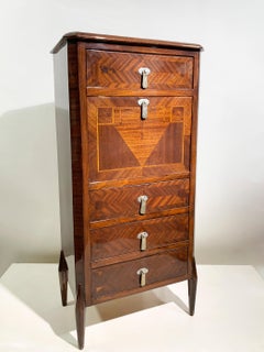 Italian Art Deco Secretary & Dry Bar with Wood Inlay, Circa 1940s
