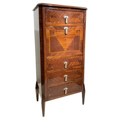 Italian Art Deco Secretary & Dry Bar with Wood Inlay, Circa 1940s