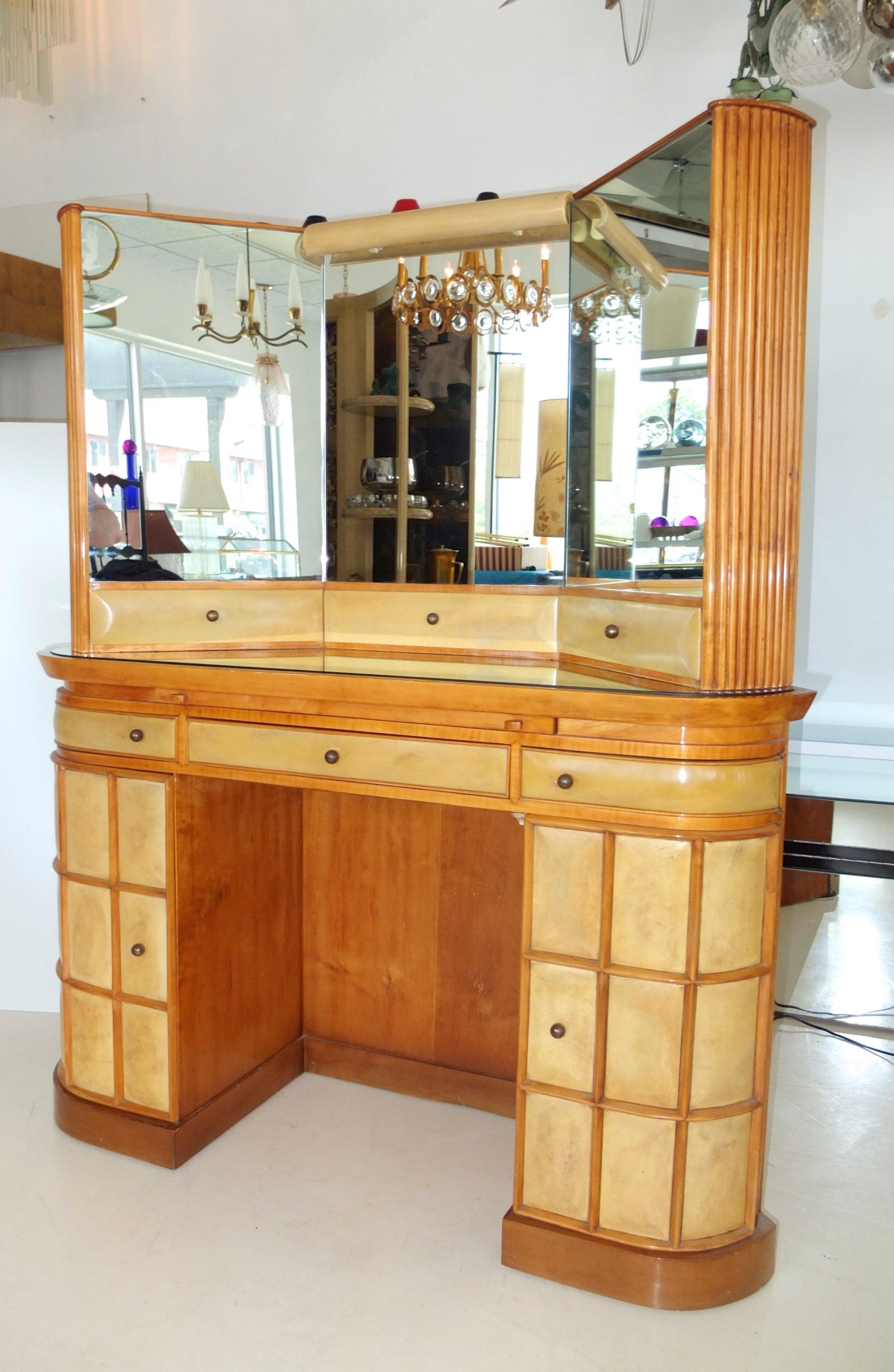 Italian Art Deco Secretary Vanity Dressing Table Attributed to Paolo Buffa For Sale 10