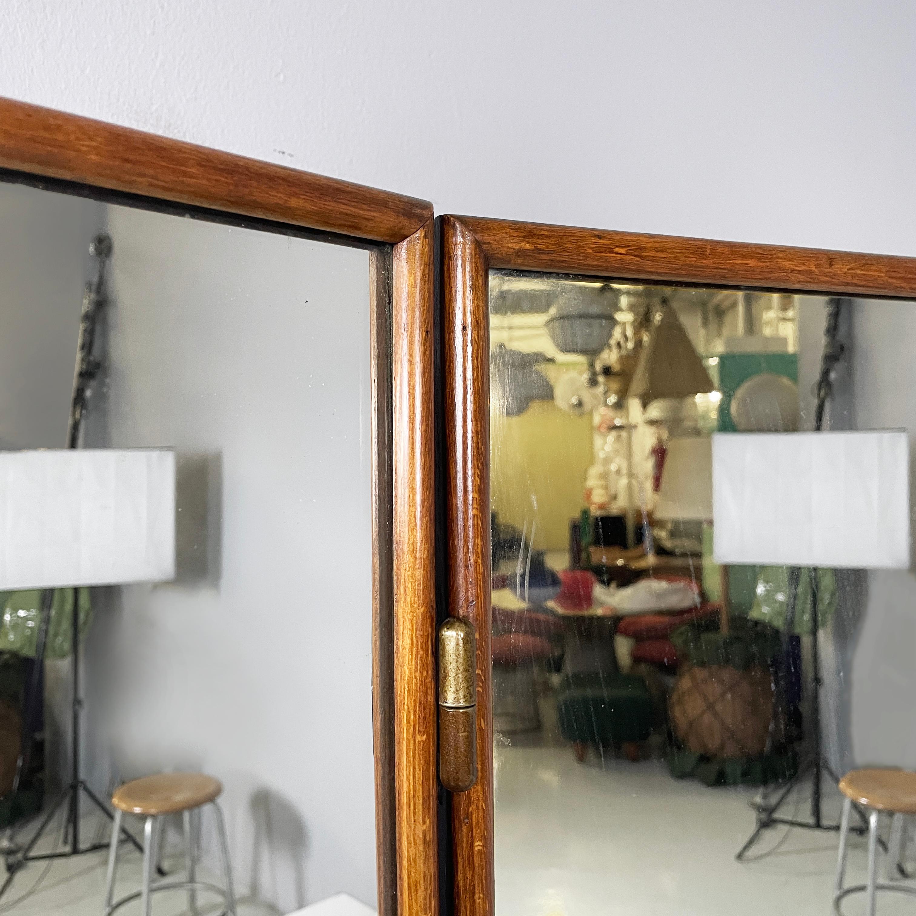 Mid-20th Century Italian art deco Self-supporting floor mirror in wood, 1940s For Sale