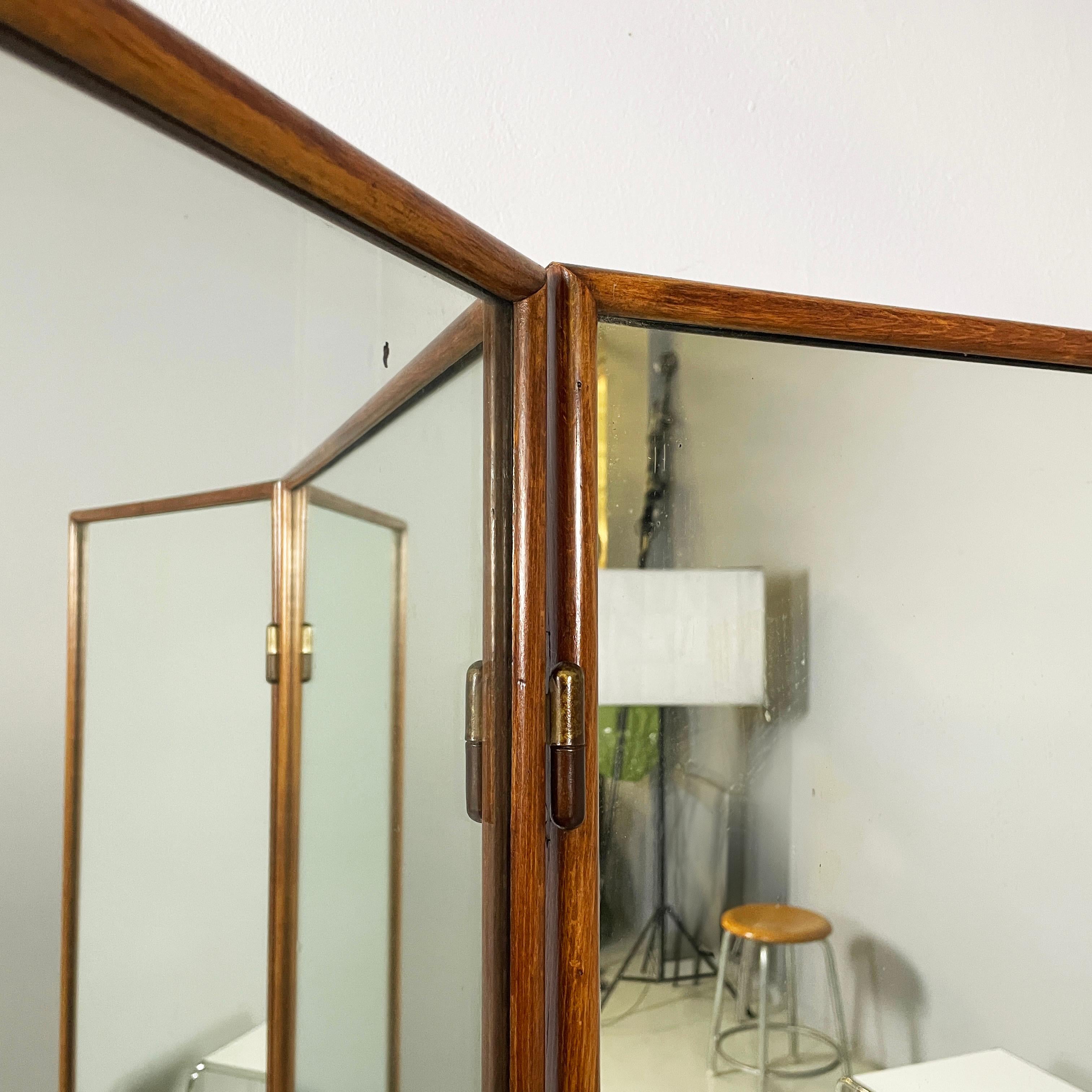 Mirror Italian art deco Self-supporting floor mirror in wood, 1940s For Sale