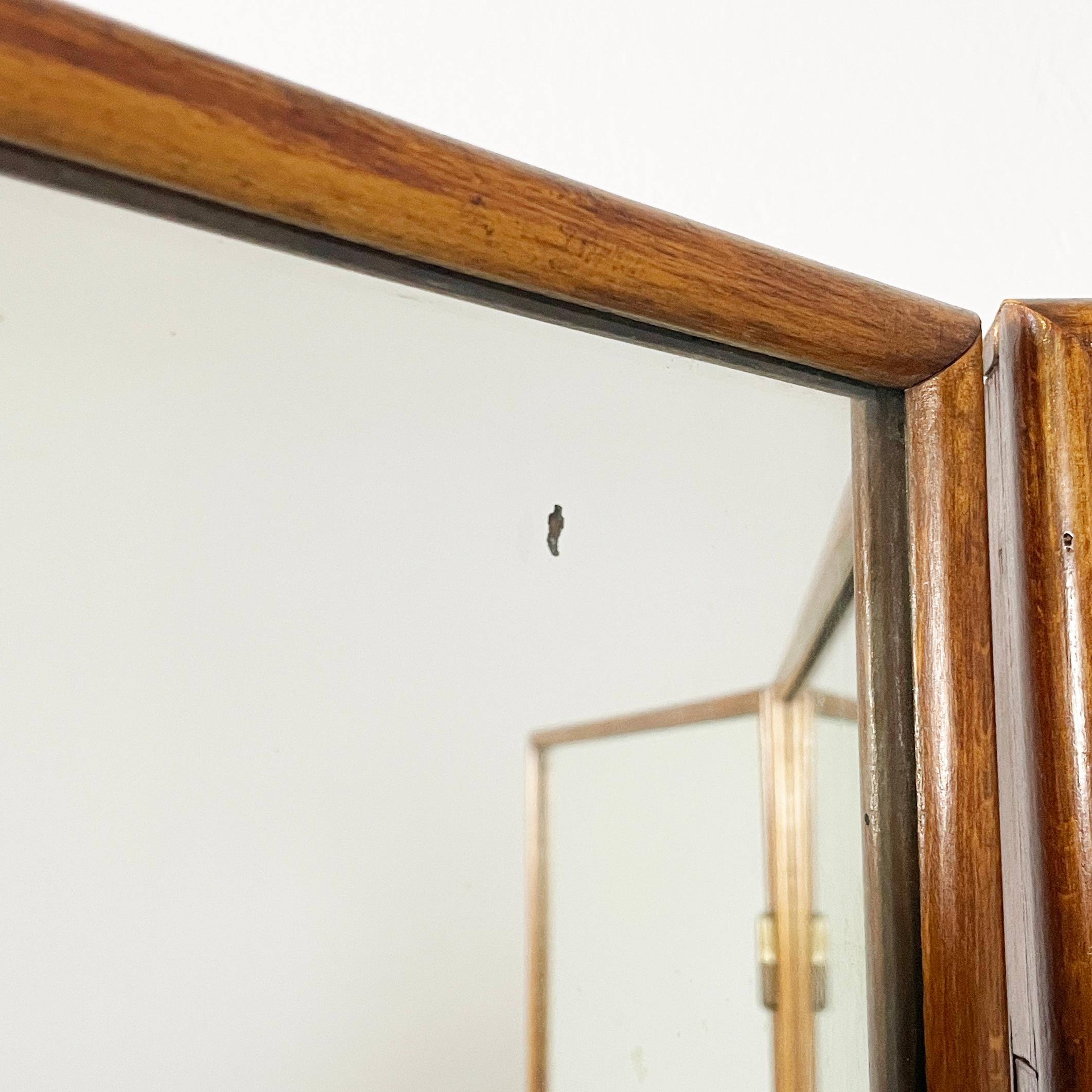 Italian art deco Self-supporting floor mirror in wood, 1940s For Sale 2