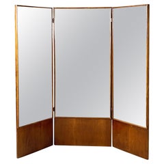 Italian art deco Self-supporting floor mirror in wood, 1940s