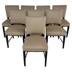 Italian Art Deco Set Of 8 Black and Beige Velvet Chairs by Cassi Ramelli, 1940s