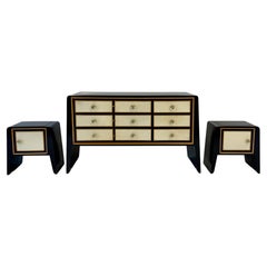 Italian Art Deco Set of Dresser and Nightstands by Paolo Buffa, 1940s