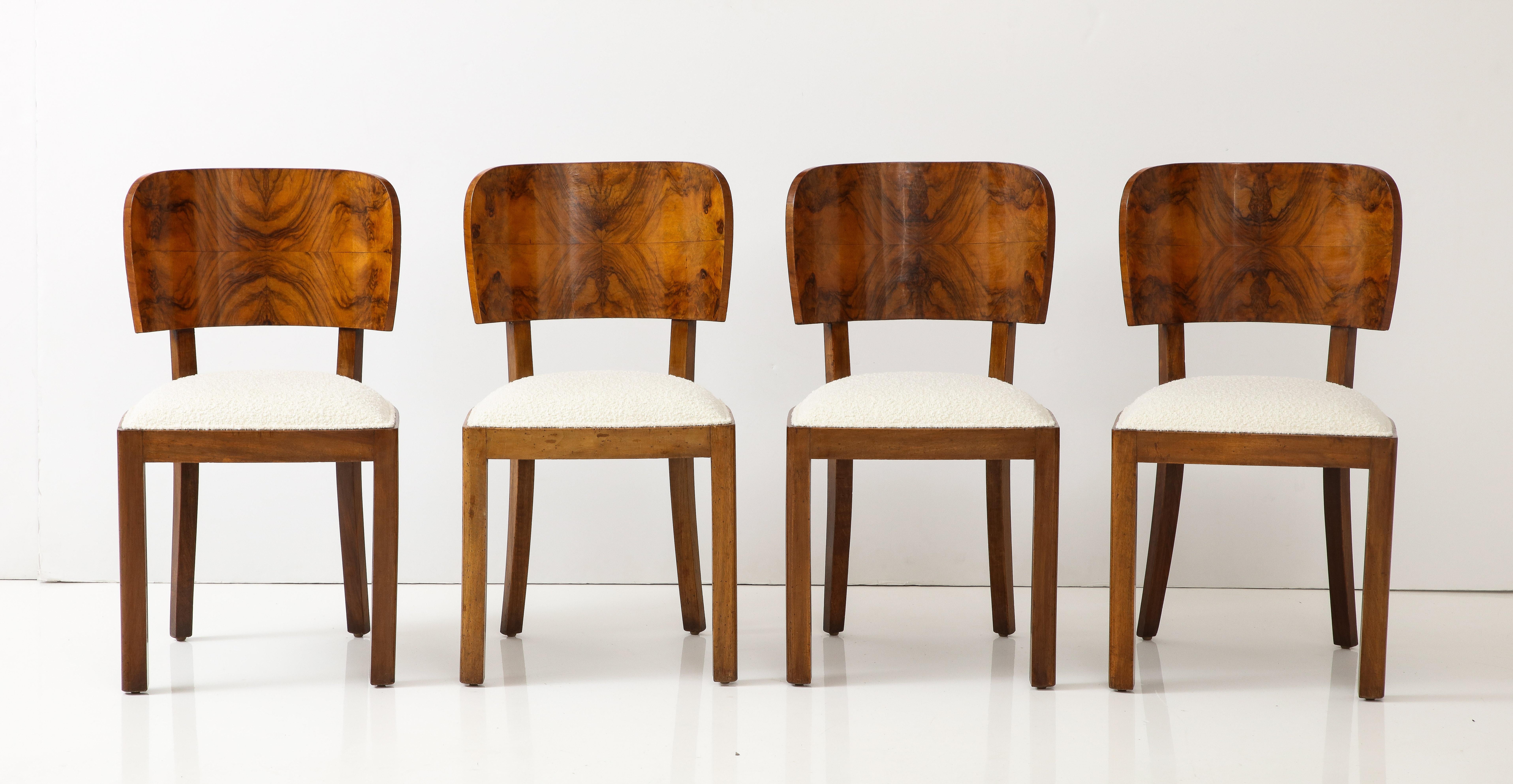 Italian Art Deco Set of Eight Burl Wood Dining Chairs, Italy, circa 1940   For Sale 6