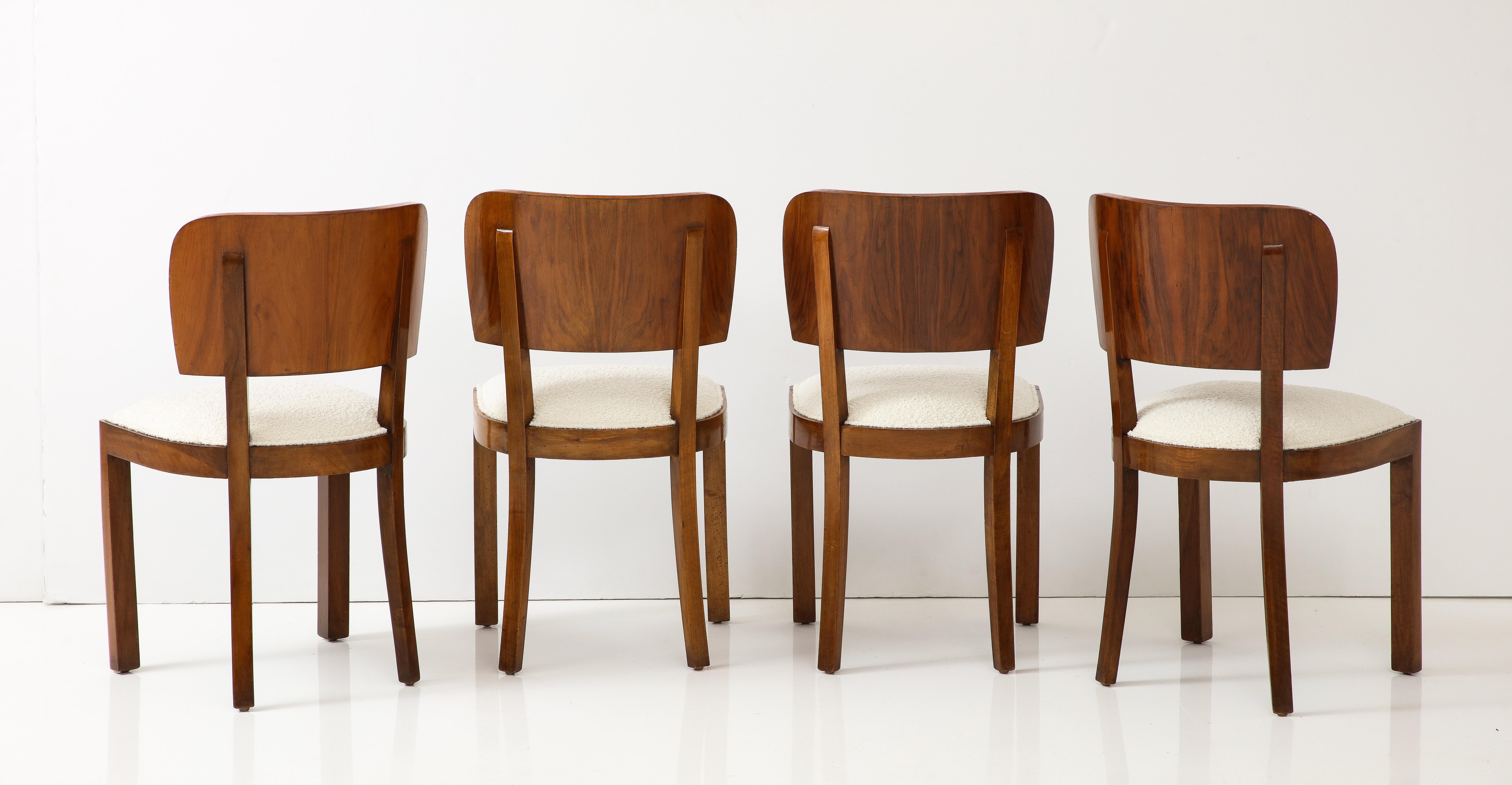 Italian Art Deco Set of Eight Burl Wood Dining Chairs, Italy, circa 1940   For Sale 8