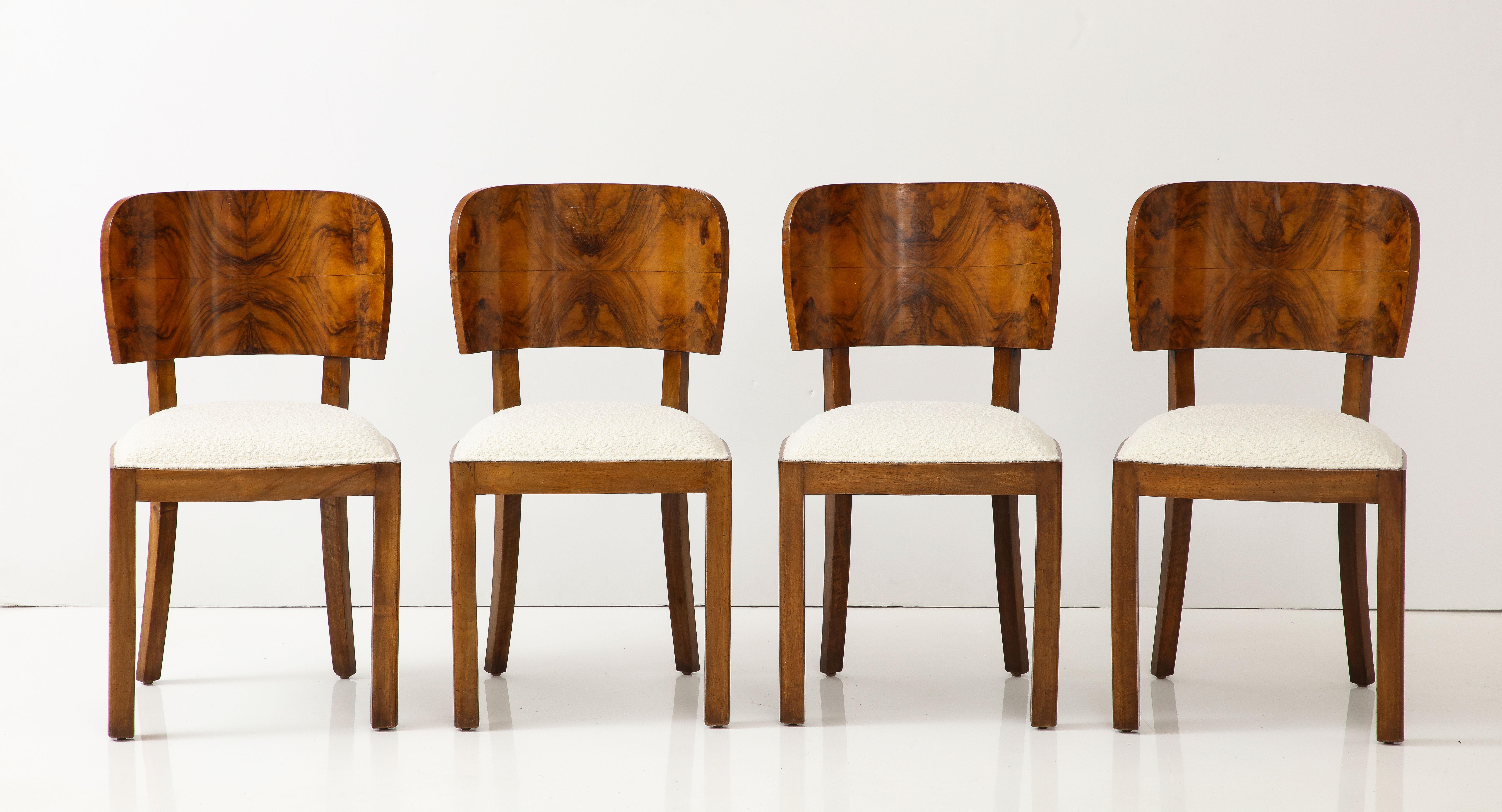 Italian Art Deco Set of Eight Burl Wood Dining Chairs, Italy, circa 1940   For Sale 9