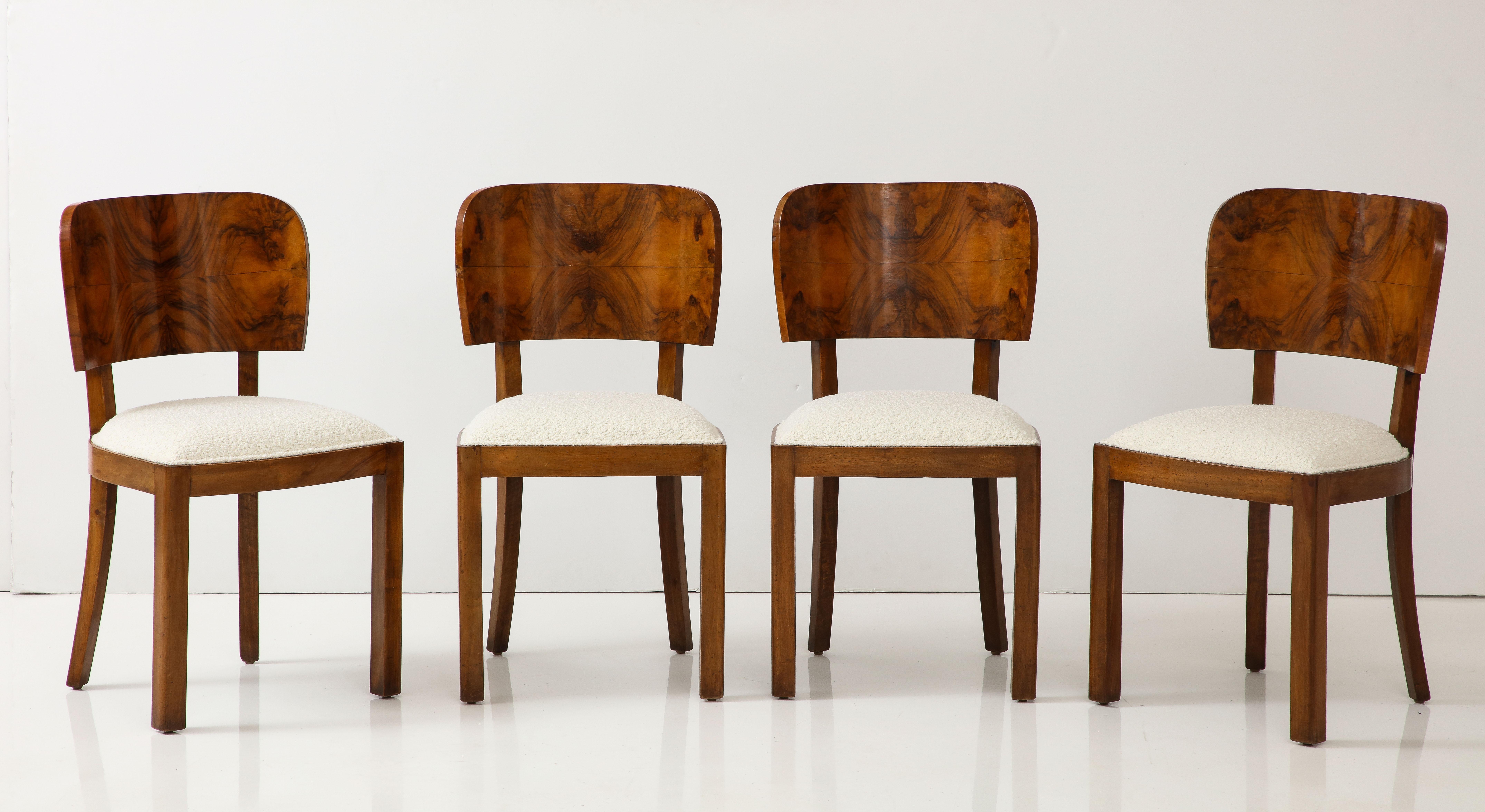 Italian Art Deco Set of Eight Burl Wood Dining Chairs, Italy, circa 1940   For Sale 11
