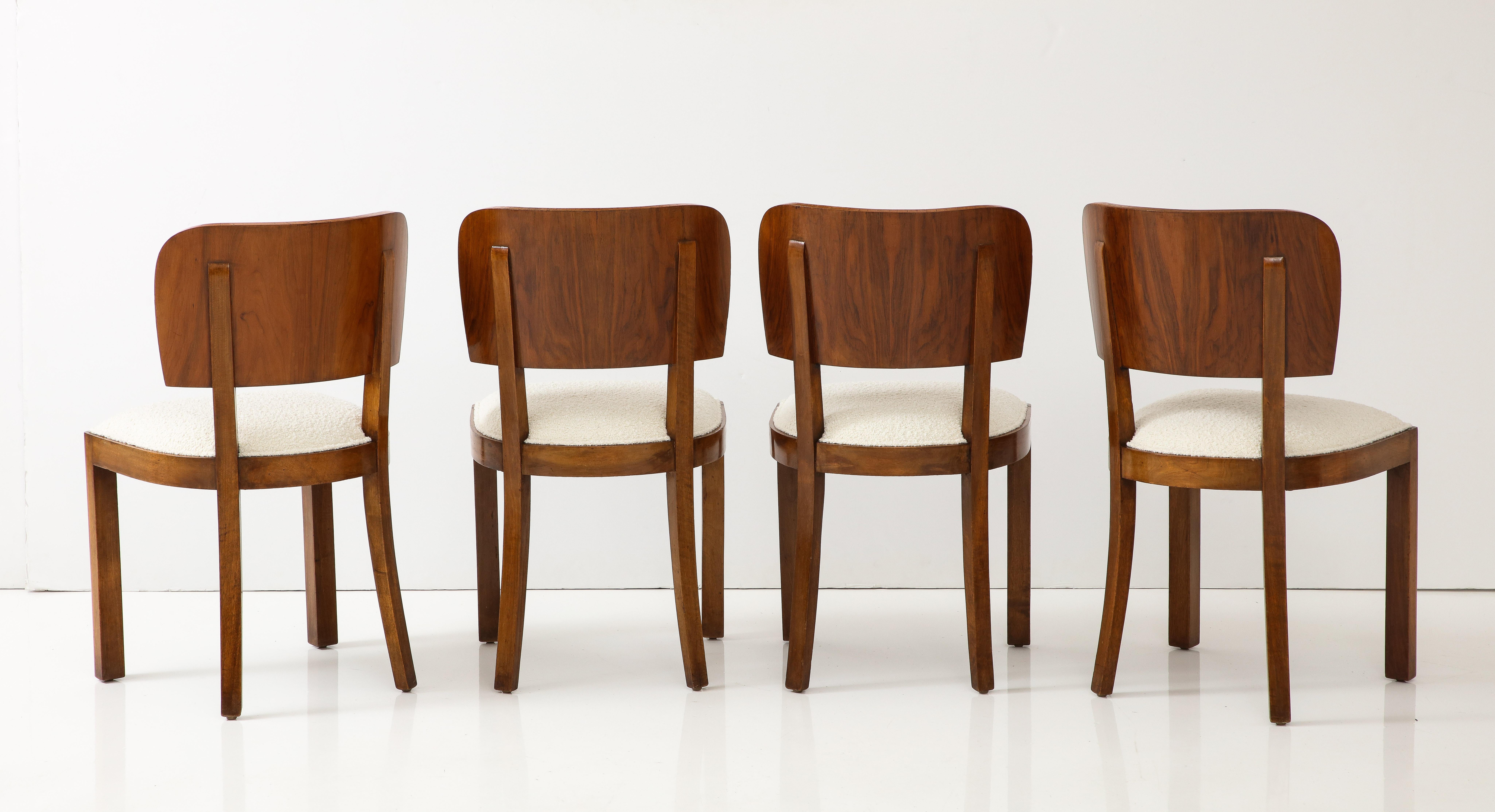 Italian Art Deco Set of Eight Burl Wood Dining Chairs, Italy, circa 1940   For Sale 12
