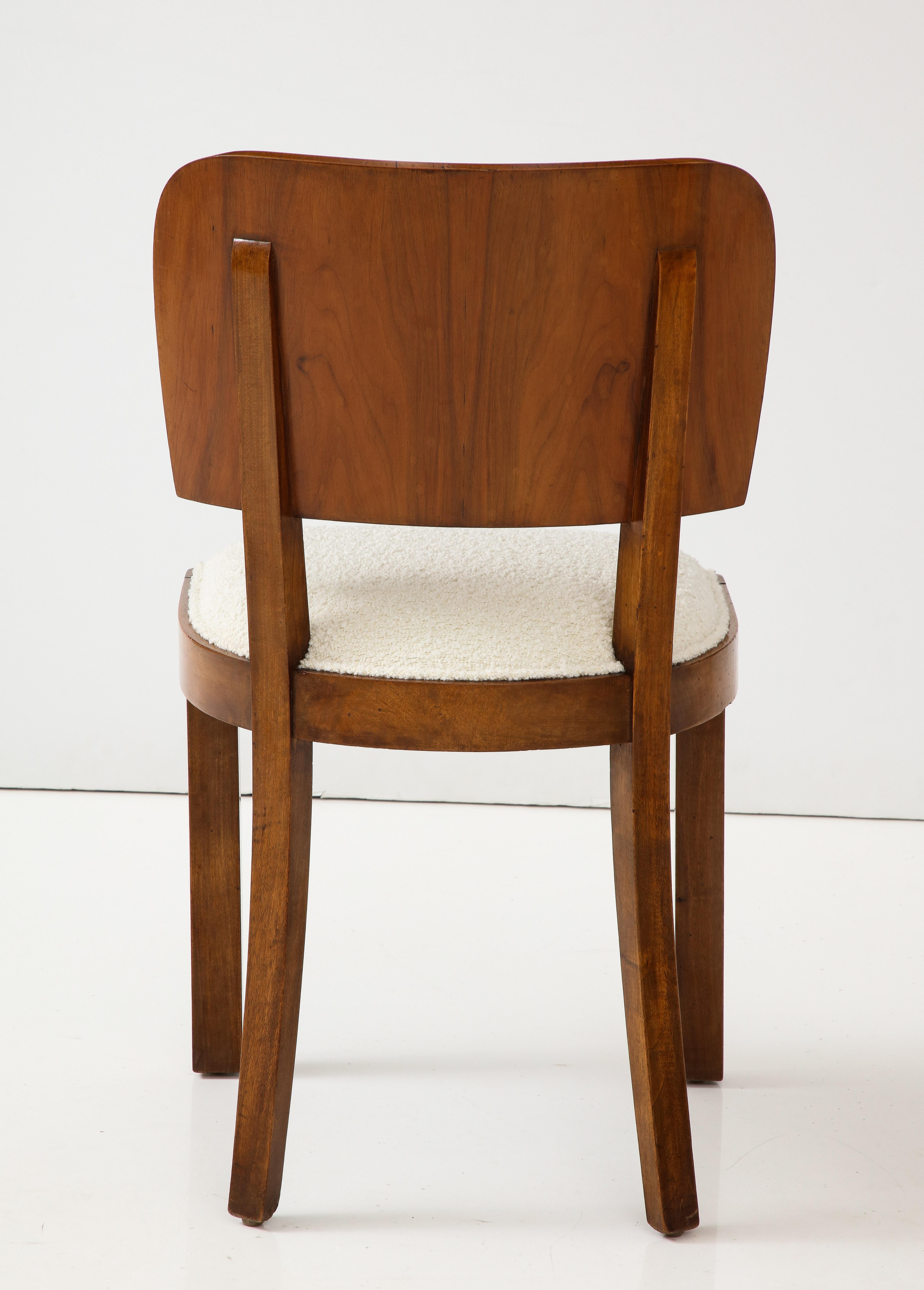 Italian Art Deco Set of Eight Burl Wood Dining Chairs, Italy, circa 1940   For Sale 2