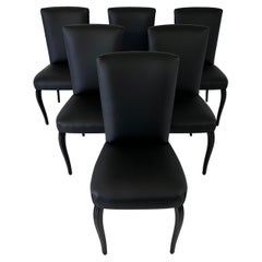 Italian Art Deco Set of Six Black Chairs, V. Dassi, 1940s