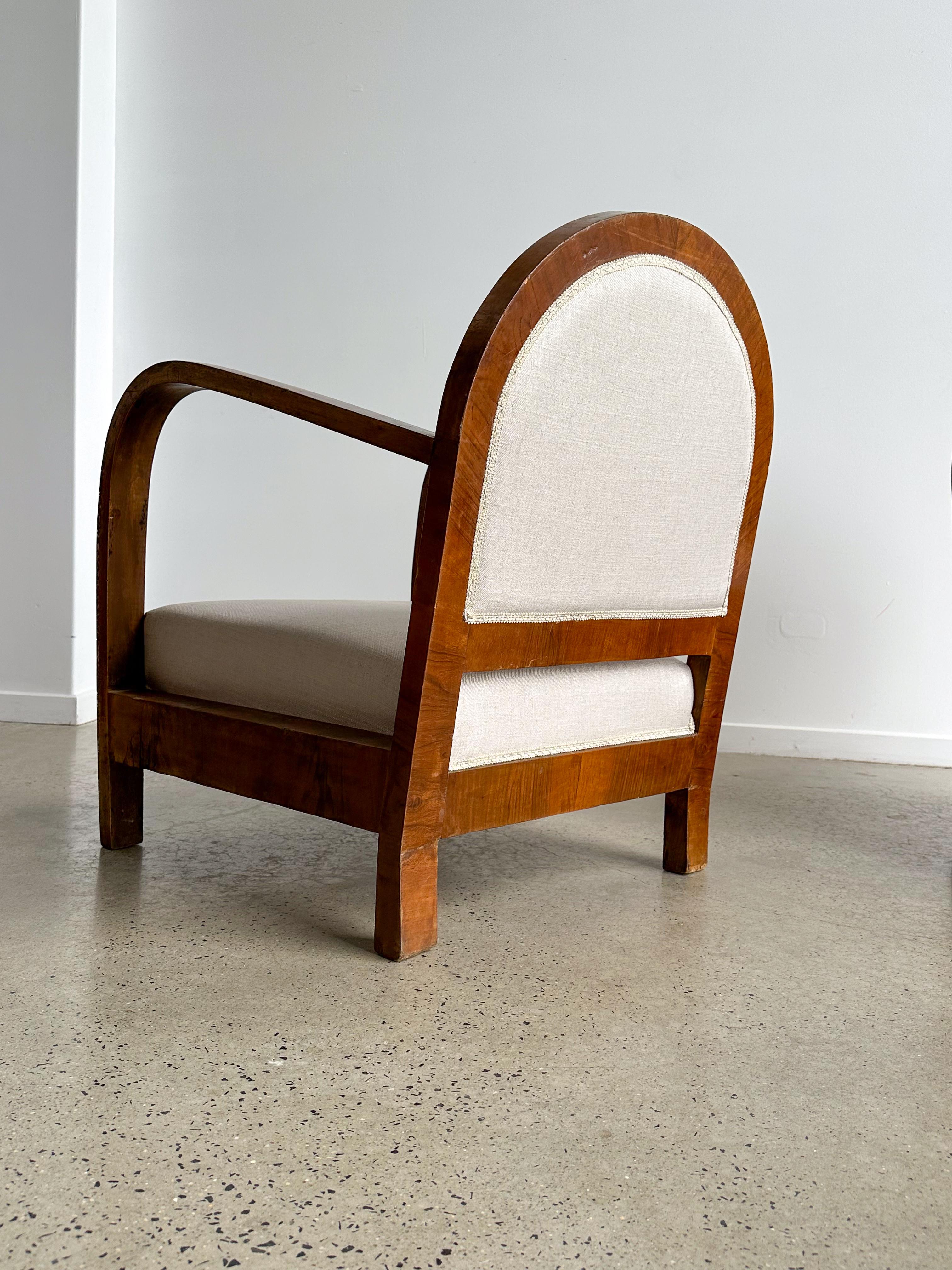 Italienisches Art déco-Sessel-Set aus zwei Stoff- und Mahagoni-Sesseln, Art déco im Angebot 3