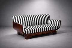 Italian Art Deco Settee in Gio Ponti Style, Black & White, 1930
