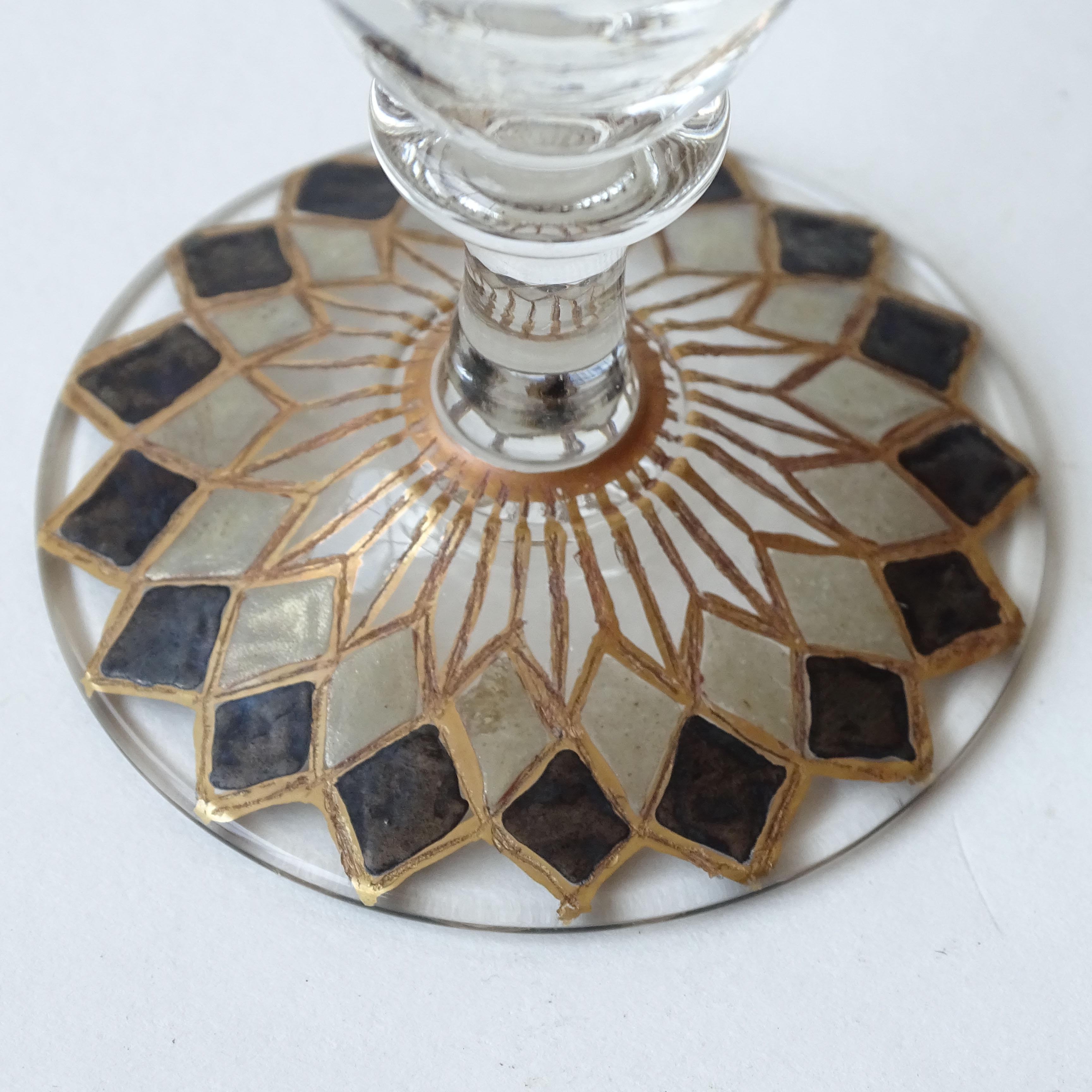 Bicchieri da sherry italiani Art Decor con decorazioni in smalto, Italia anni '30 In condizioni buone in vendita a Milan, IT