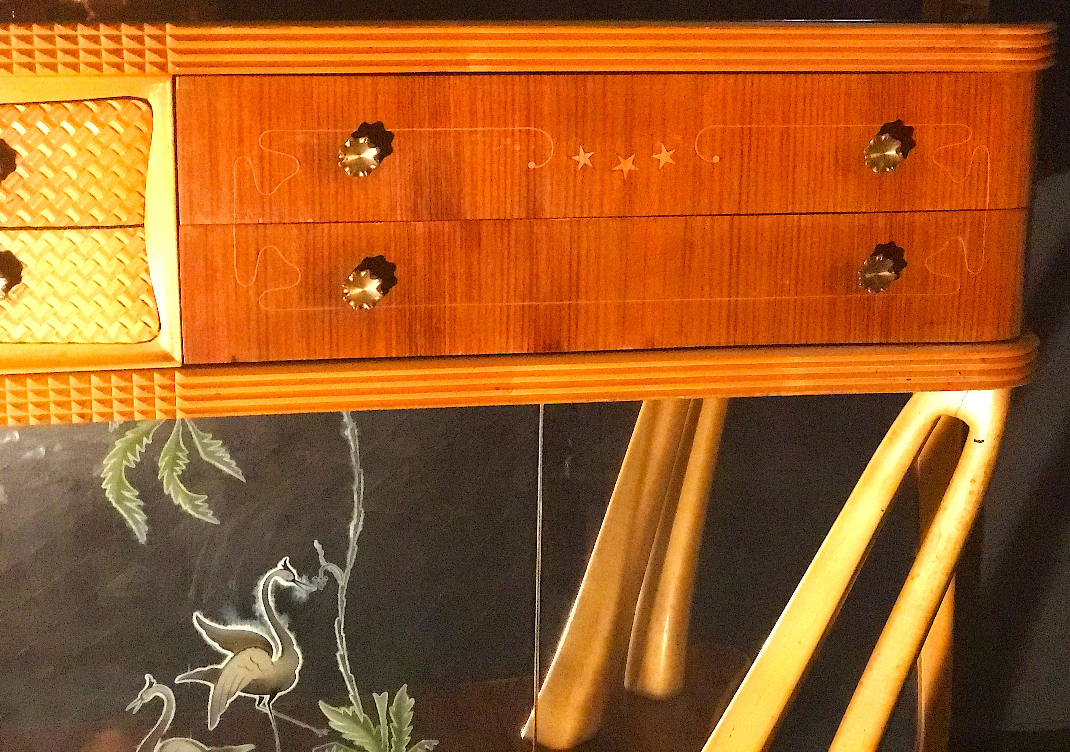 Italian Art Deco Sideboard Console Table with Mirror Attributed to Borsani, 1940 5