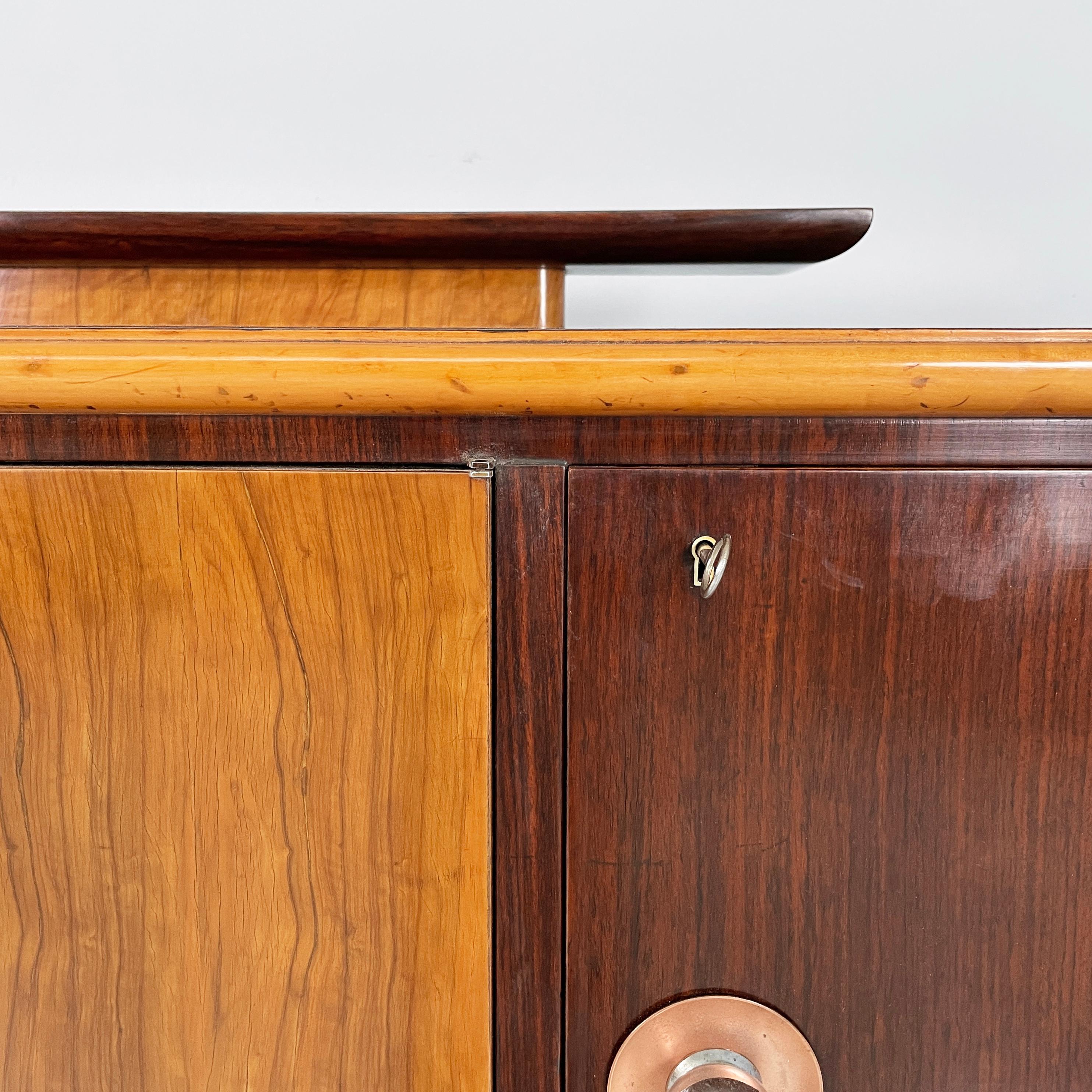 Italian Art Deco Sideboard in wood with metal handles, 1920s in vendita 4