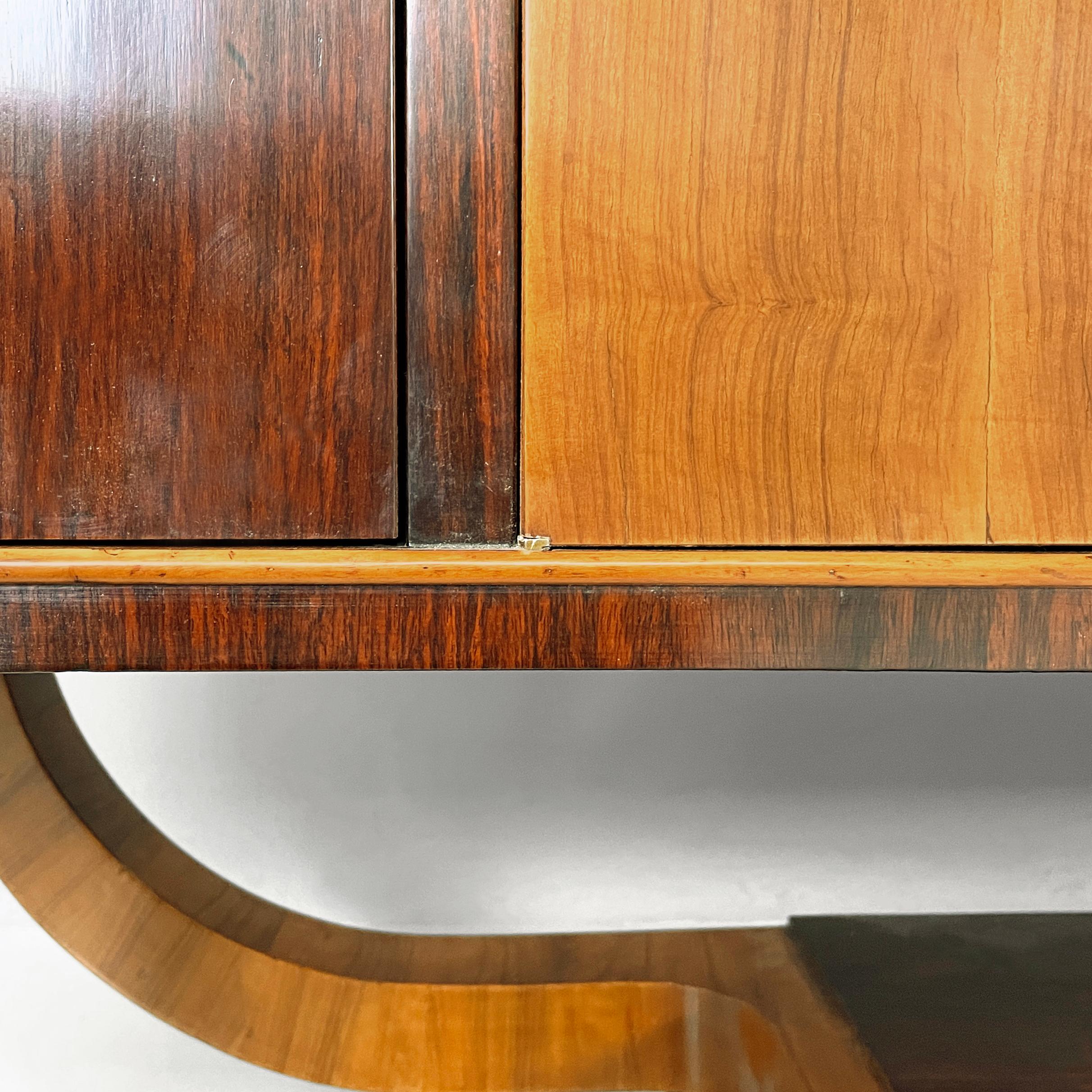 Italian Art Deco Sideboard in wood with metal handles, 1920s in vendita 11