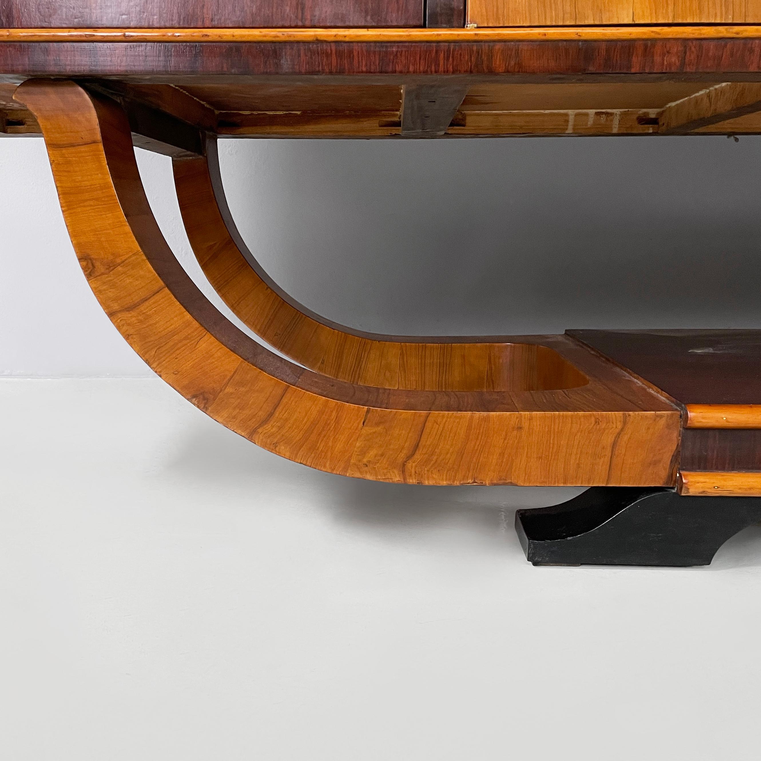 Italian Art Deco Sideboard in wood with metal handles, 1920s in vendita 12