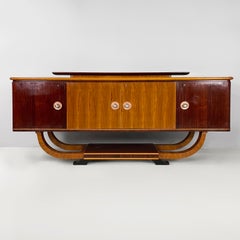Italian Art Deco Sideboard in wood with metal handles, 1920s