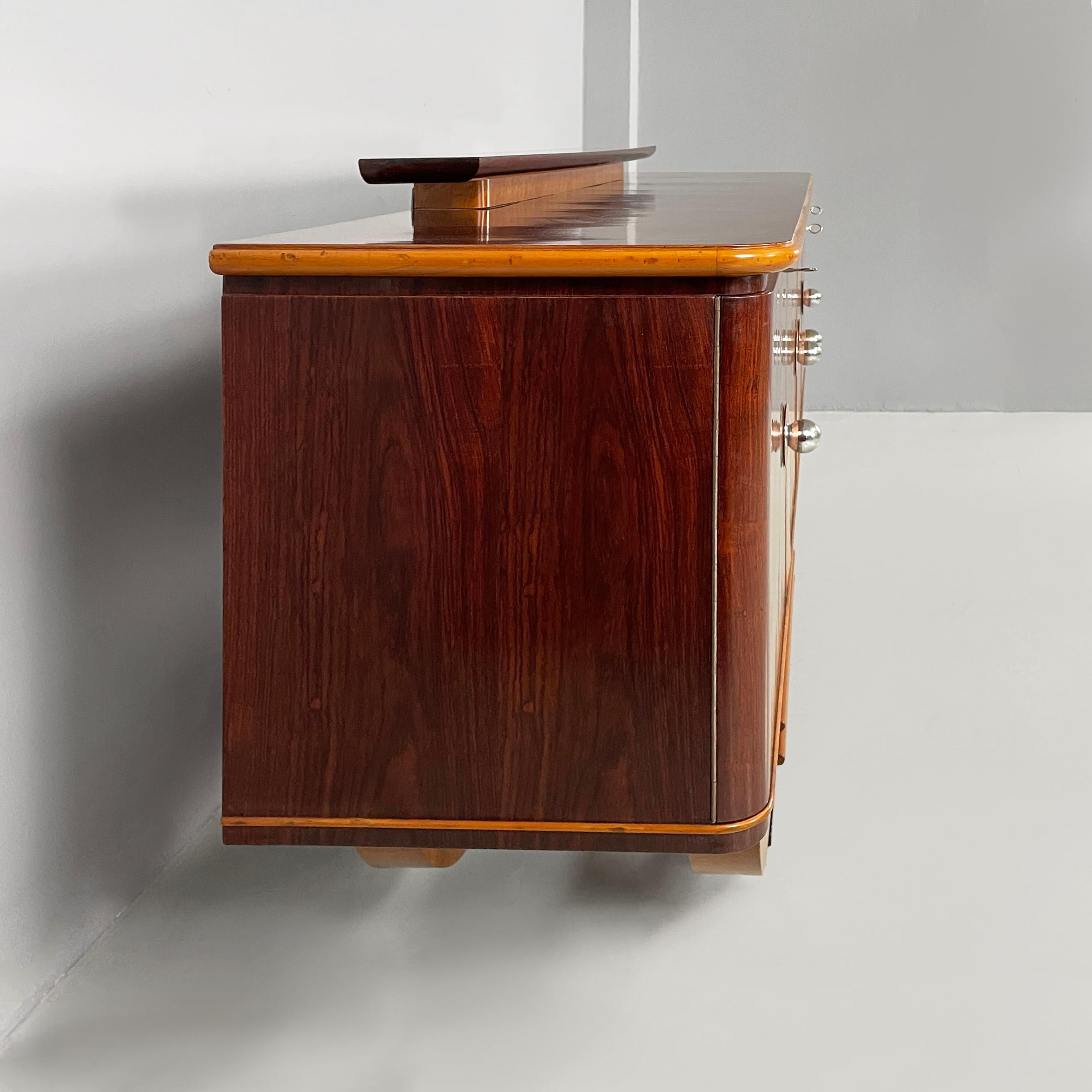Italian Art Deco Sideboard in wood with metal handles, 1920s In condizioni buone in vendita a MIlano, IT