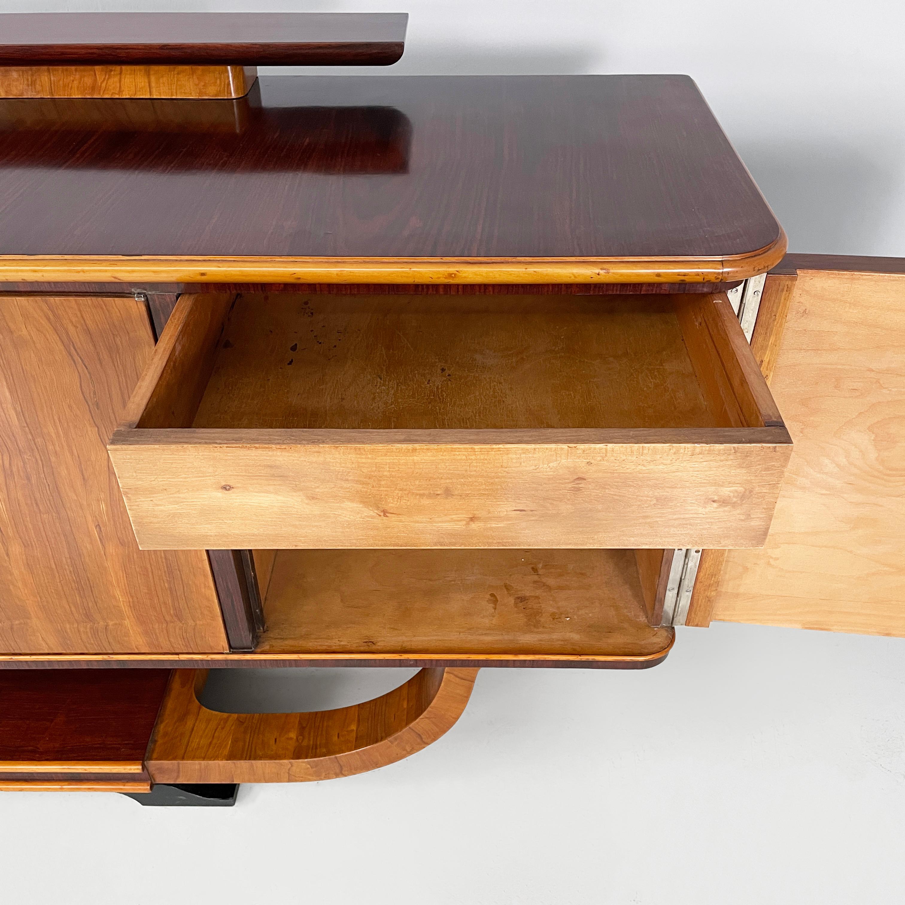 Metallo Italian Art Deco Sideboard in wood with metal handles, 1920s in vendita