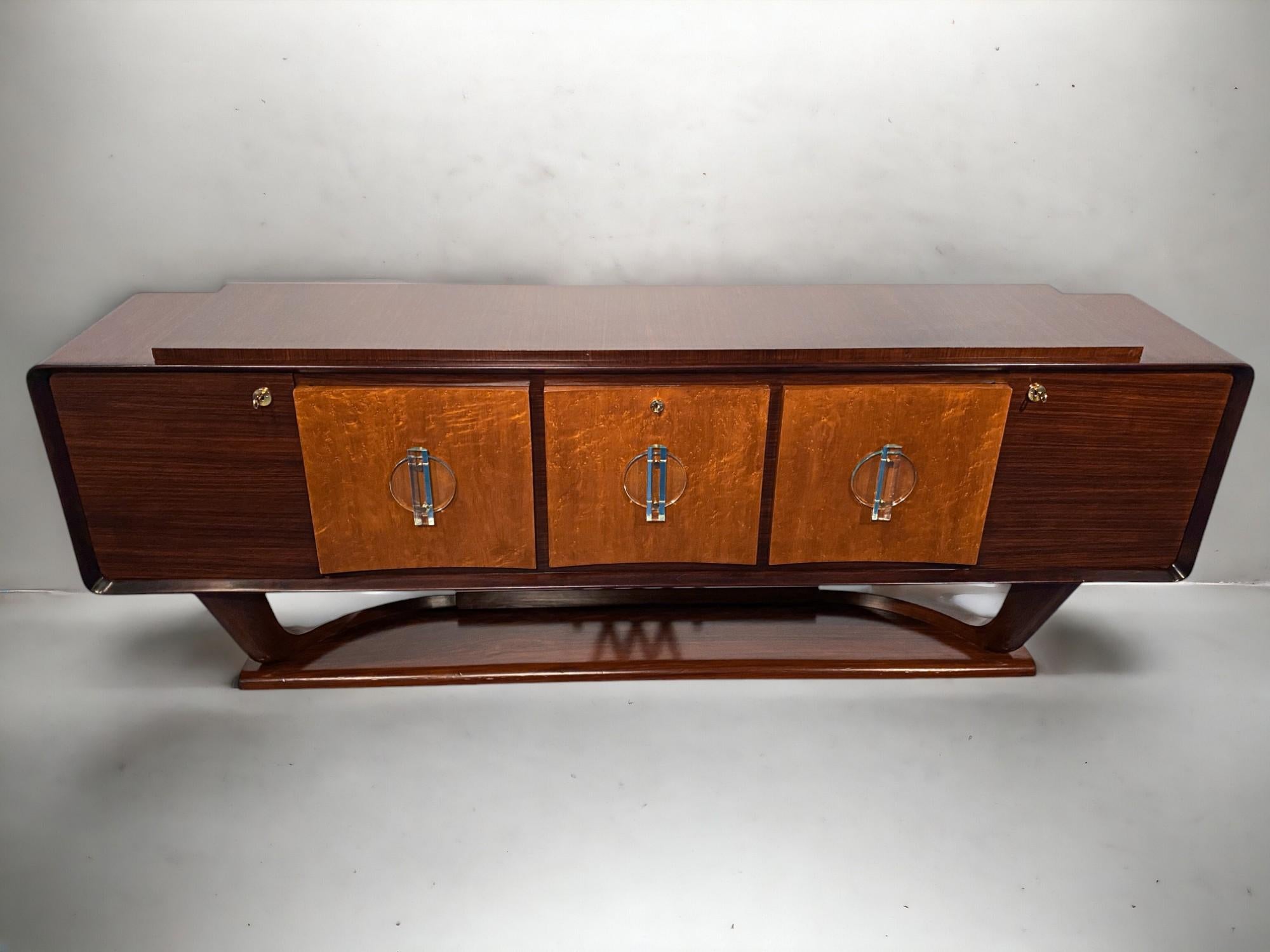 Italian Art Deco Sideboard with Bar Cabinet Attributed to Osvaldo Borsani, 1940s For Sale 5