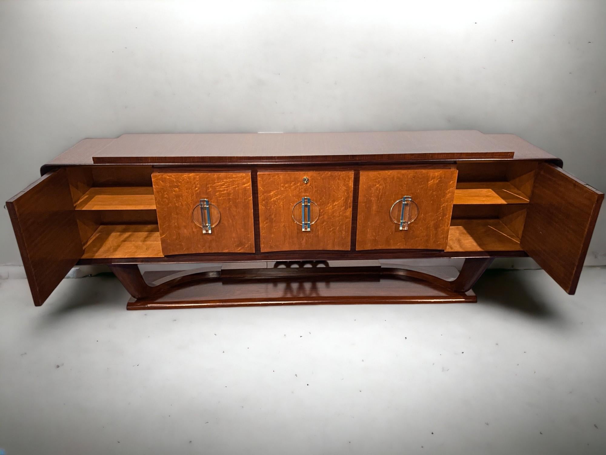 Italian Art Deco Sideboard with Bar Cabinet Attributed to Osvaldo Borsani, 1940s For Sale 9