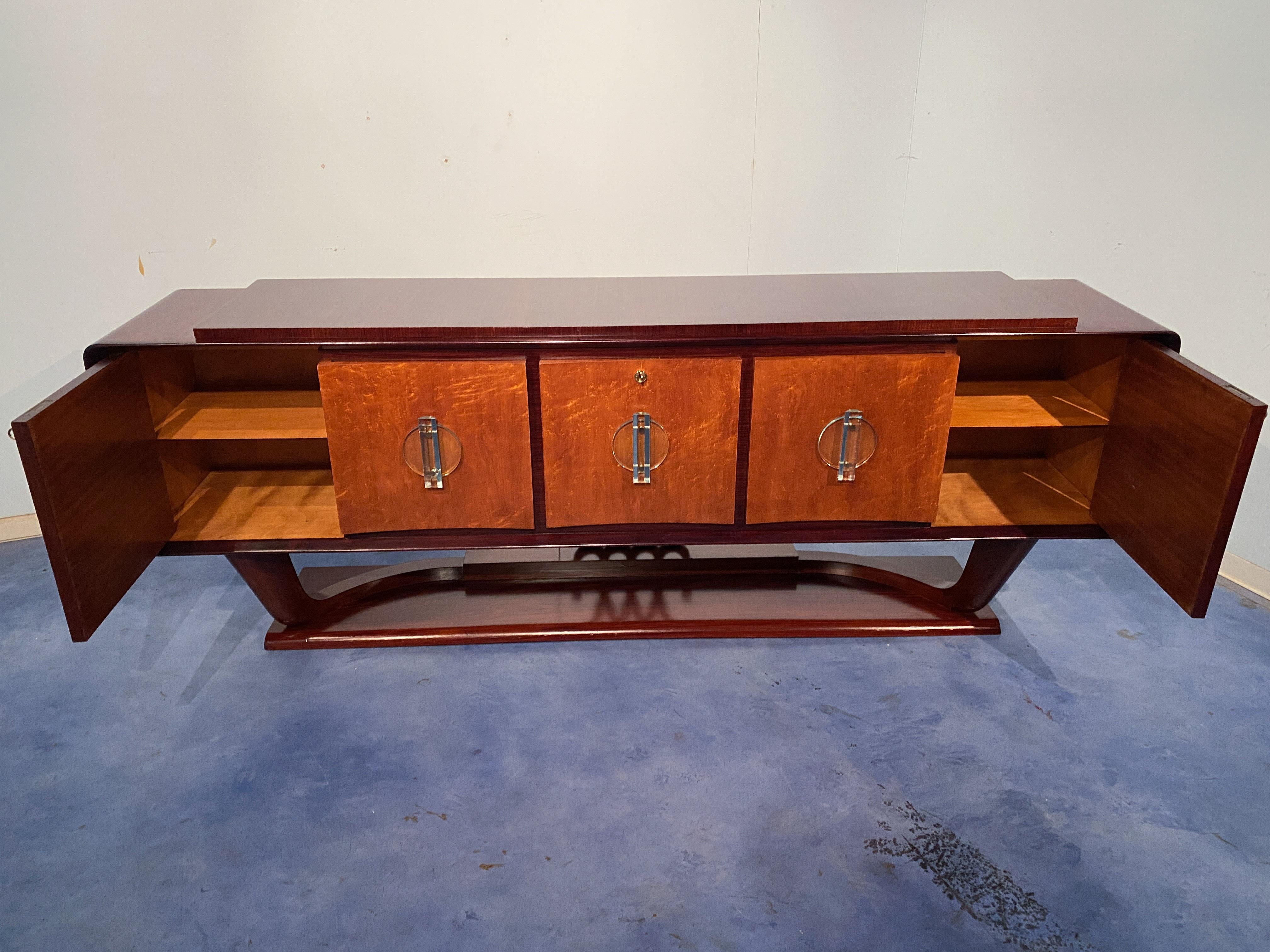 Italian Art Deco Sideboard with Bar Cabinet Attributed to Osvaldo Borsani, 1940s For Sale 9
